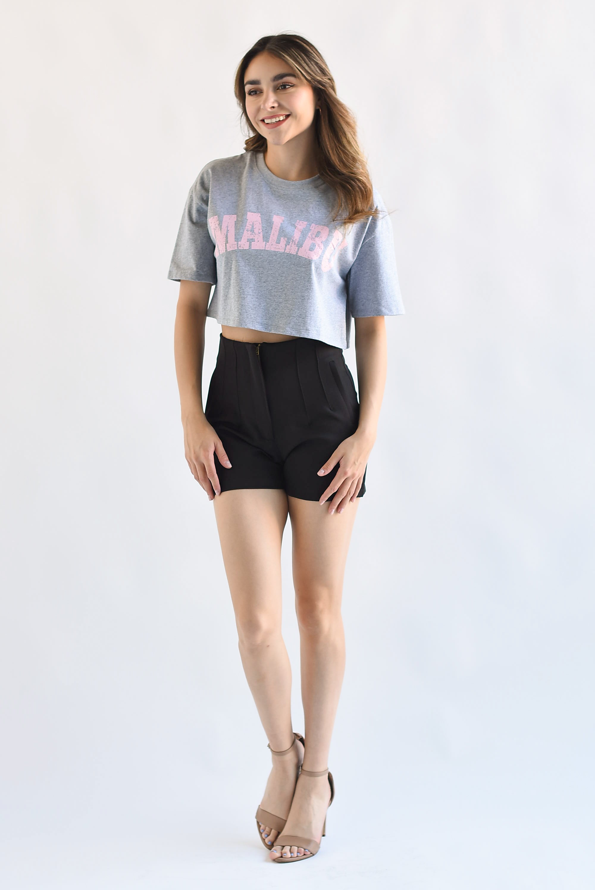 Short pinzas simuladas Negro