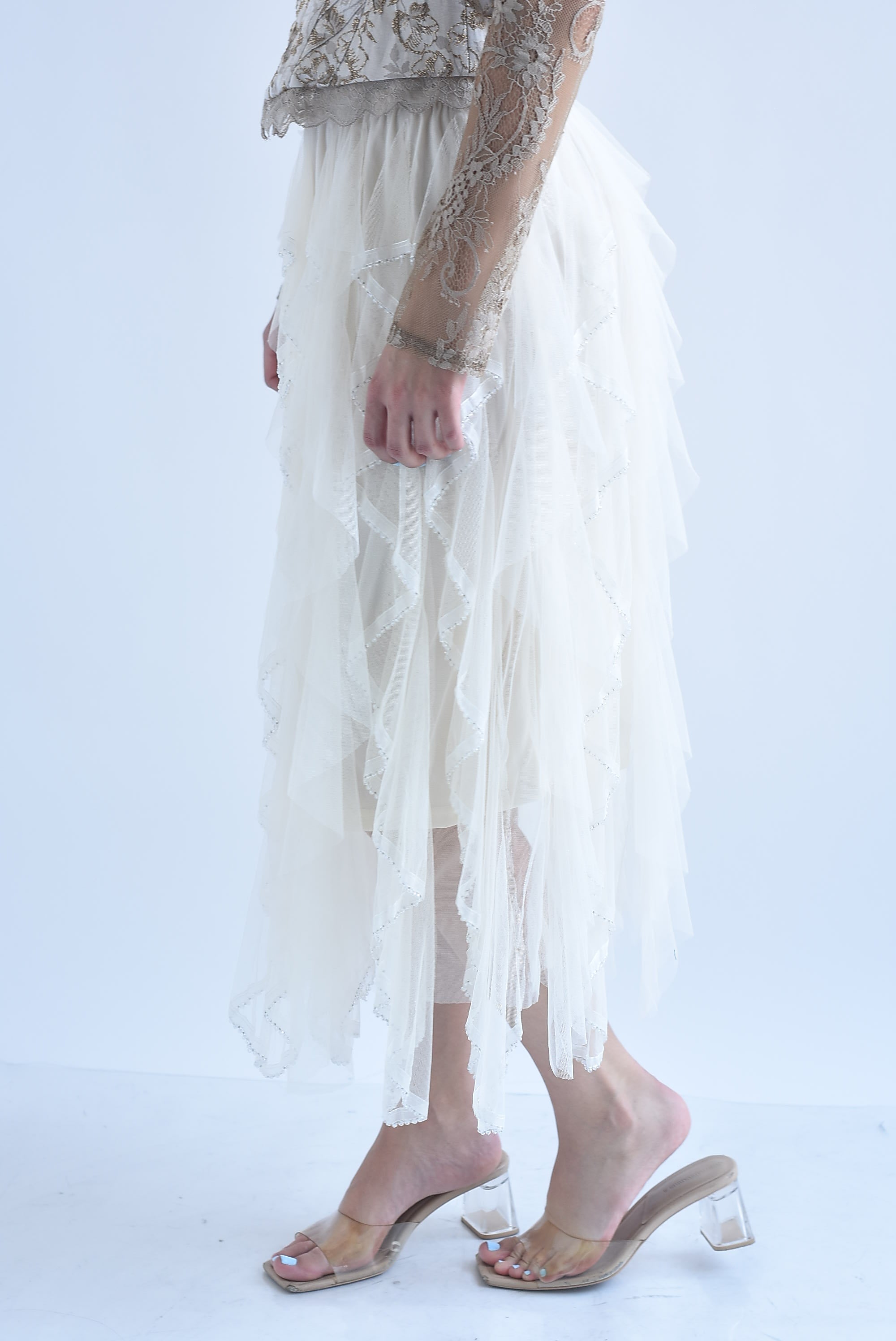 Falda tulle tiras olán brillos