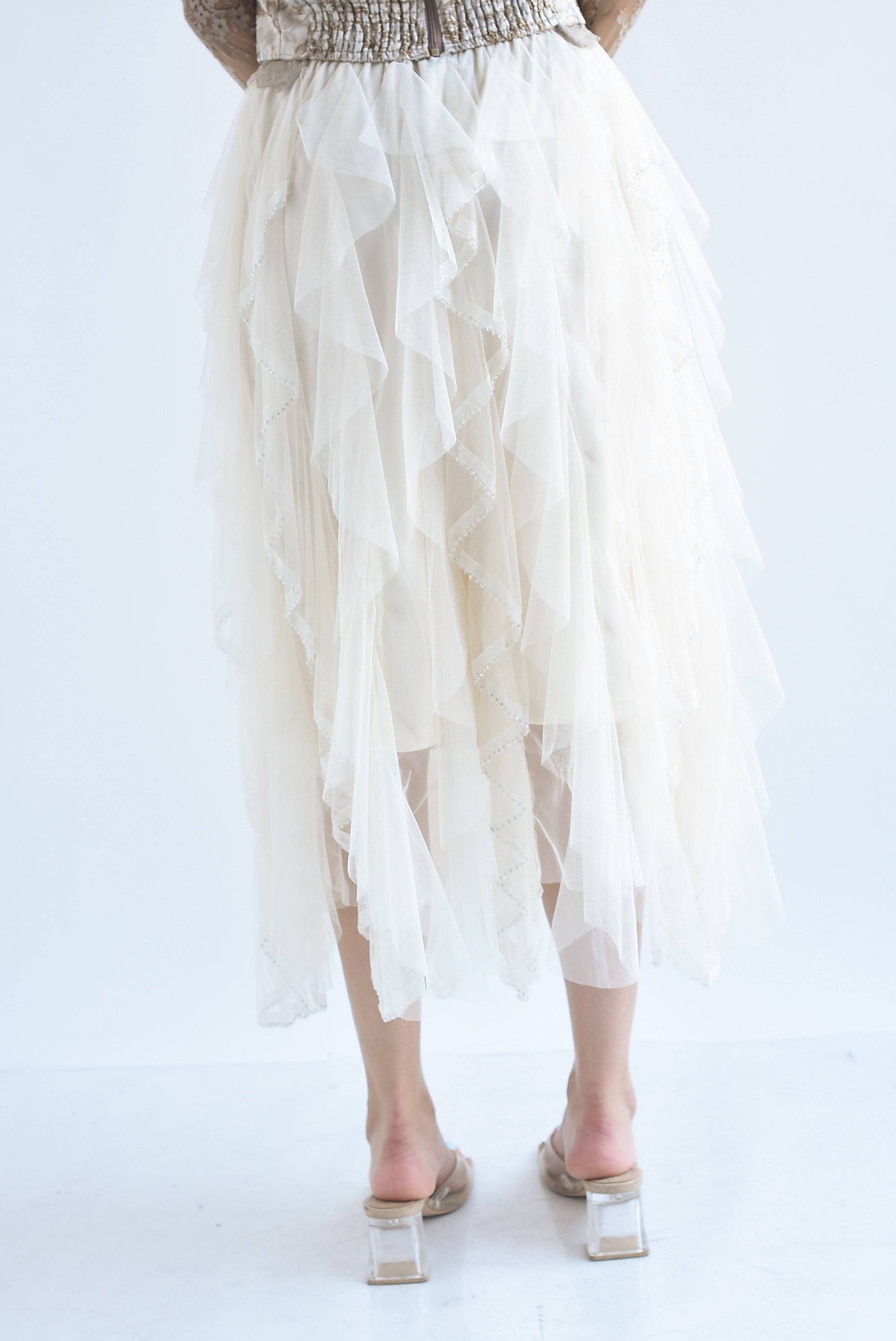 Falda tulle tiras olán brillos