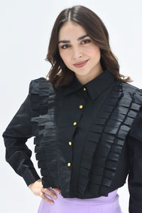 Fashion Styled Camisa plisada Negra