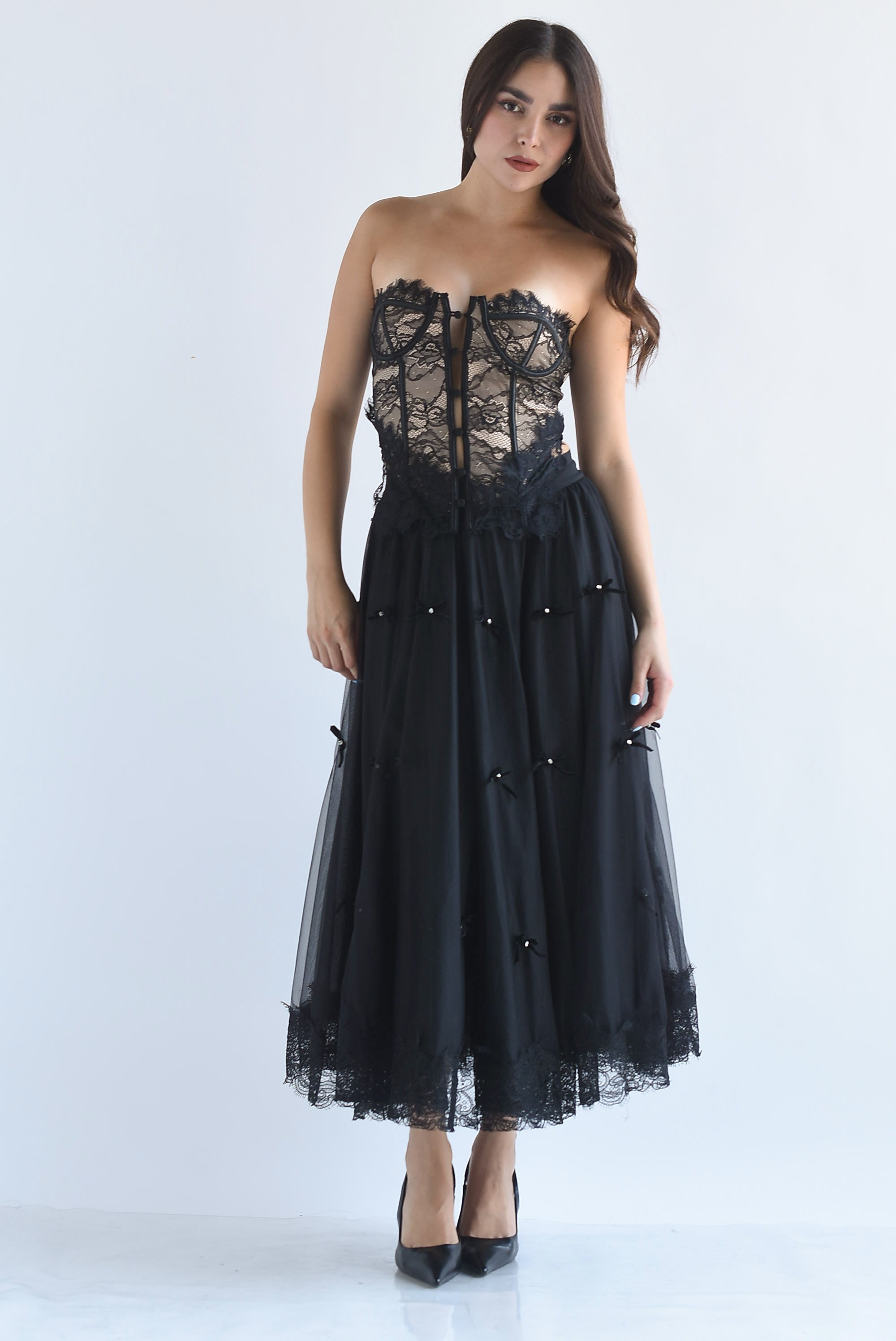 Falda tulle moños terciopelo