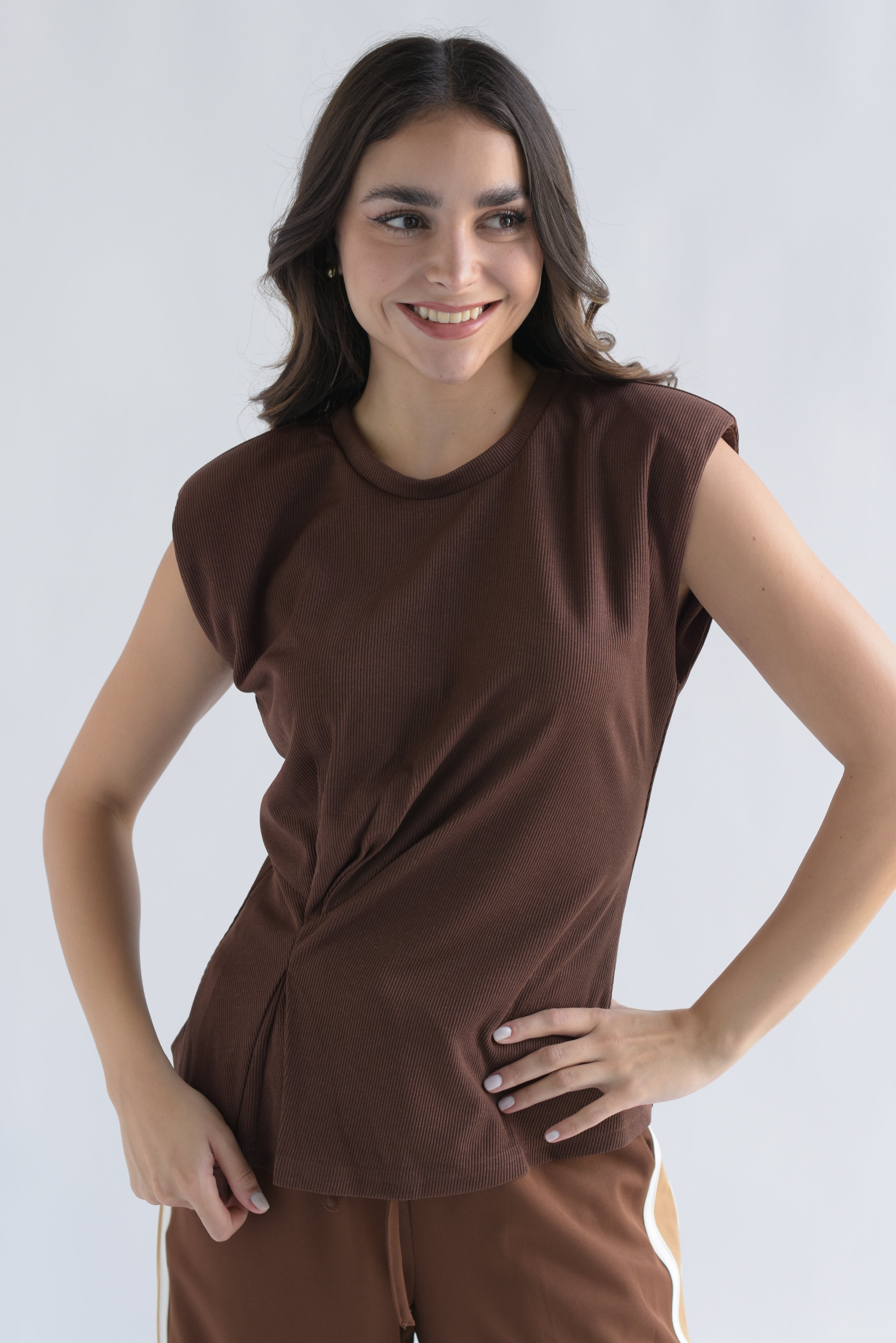 Blusa pinza drapeada Espresso