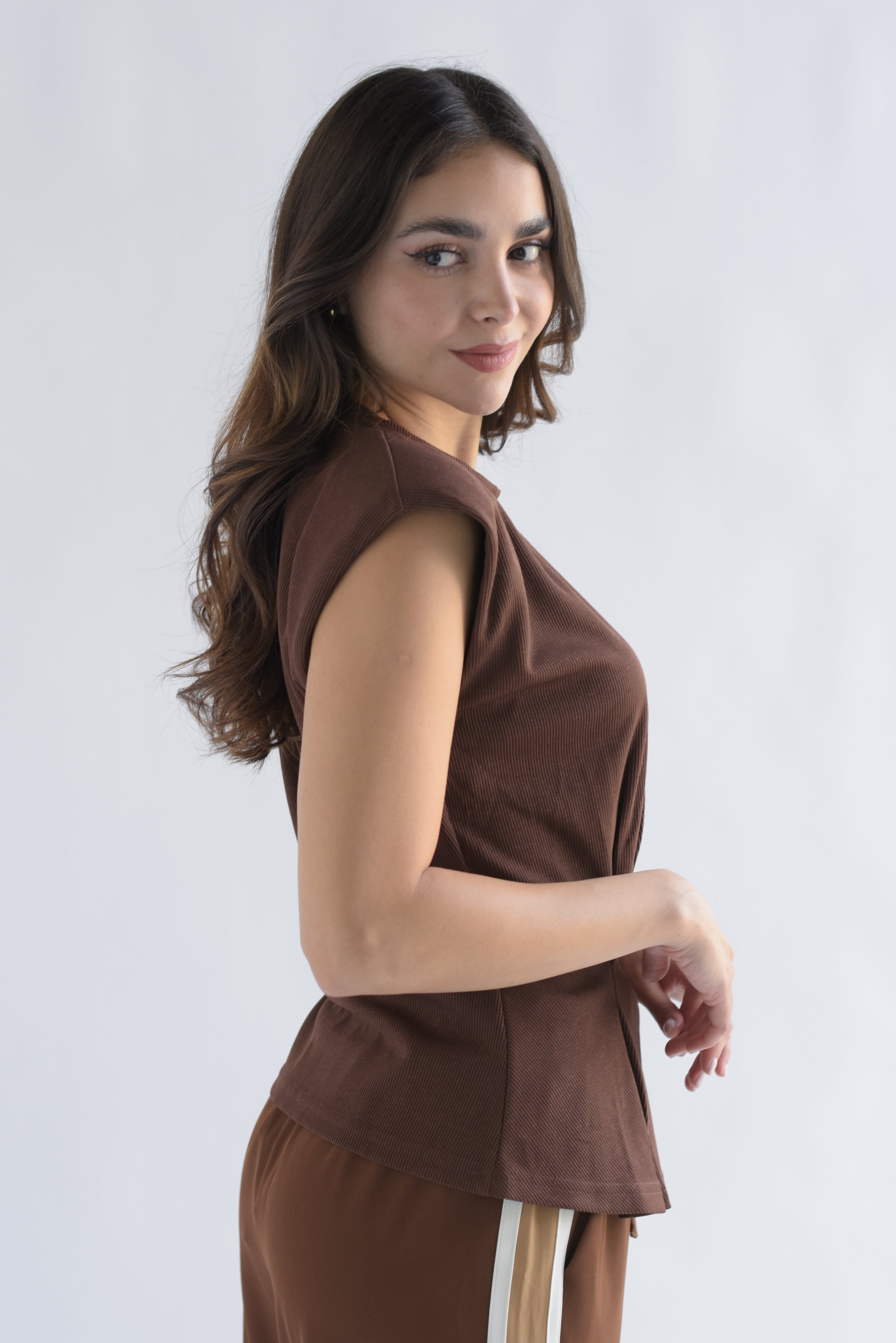 Blusa pinza drapeada Espresso