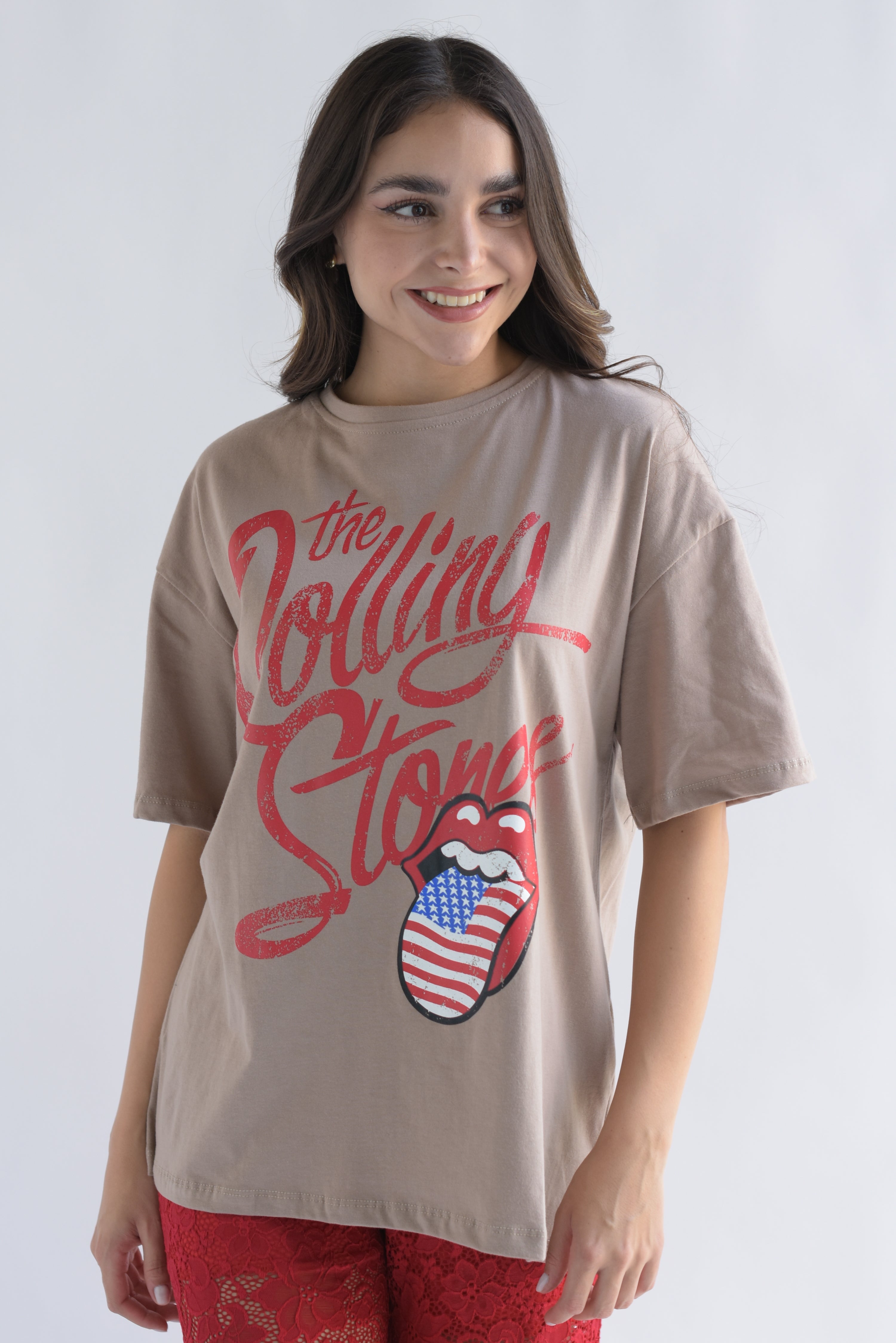 T-Shirt Rolling Stones lengua USA Moka