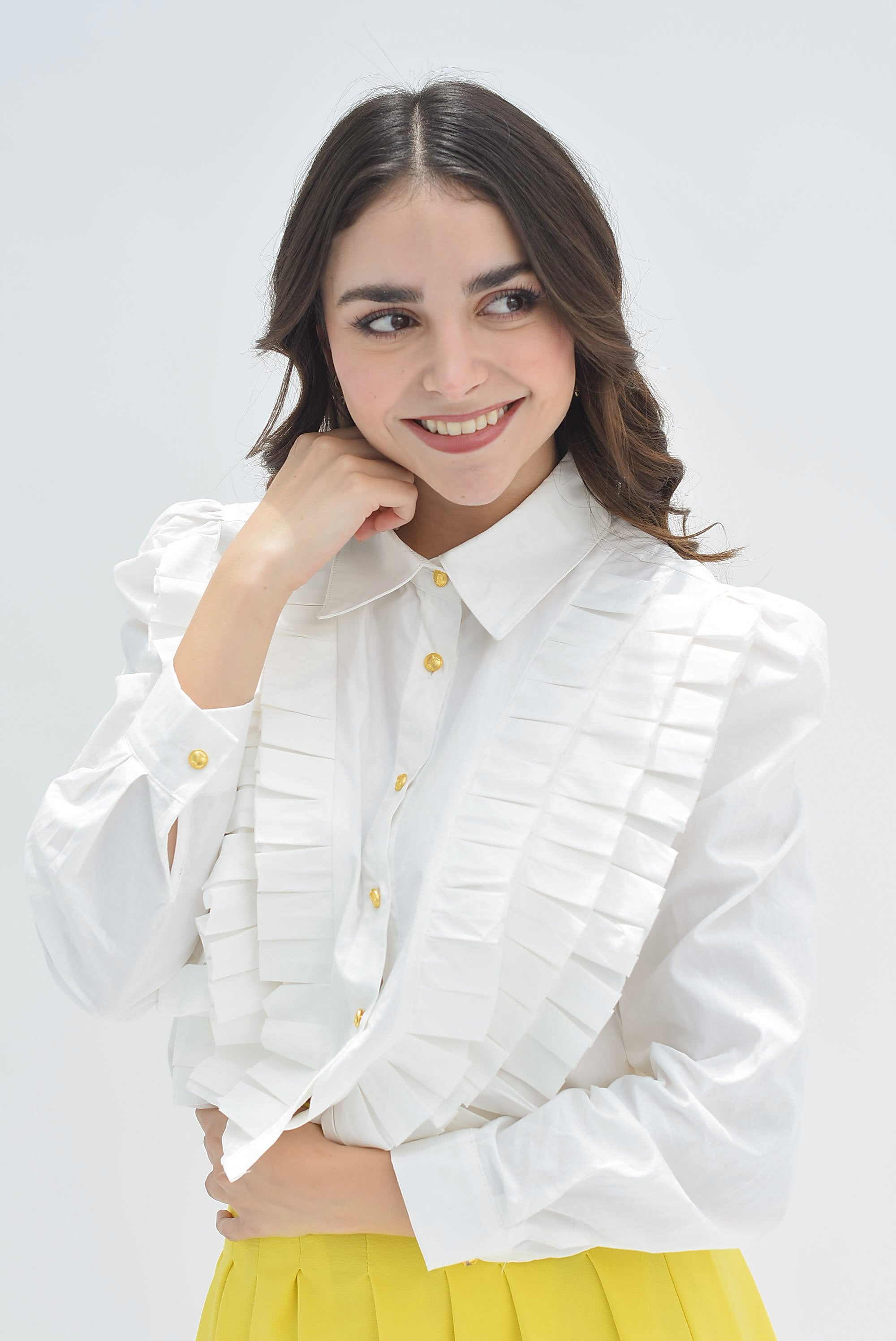 Camisa plisada Blanca