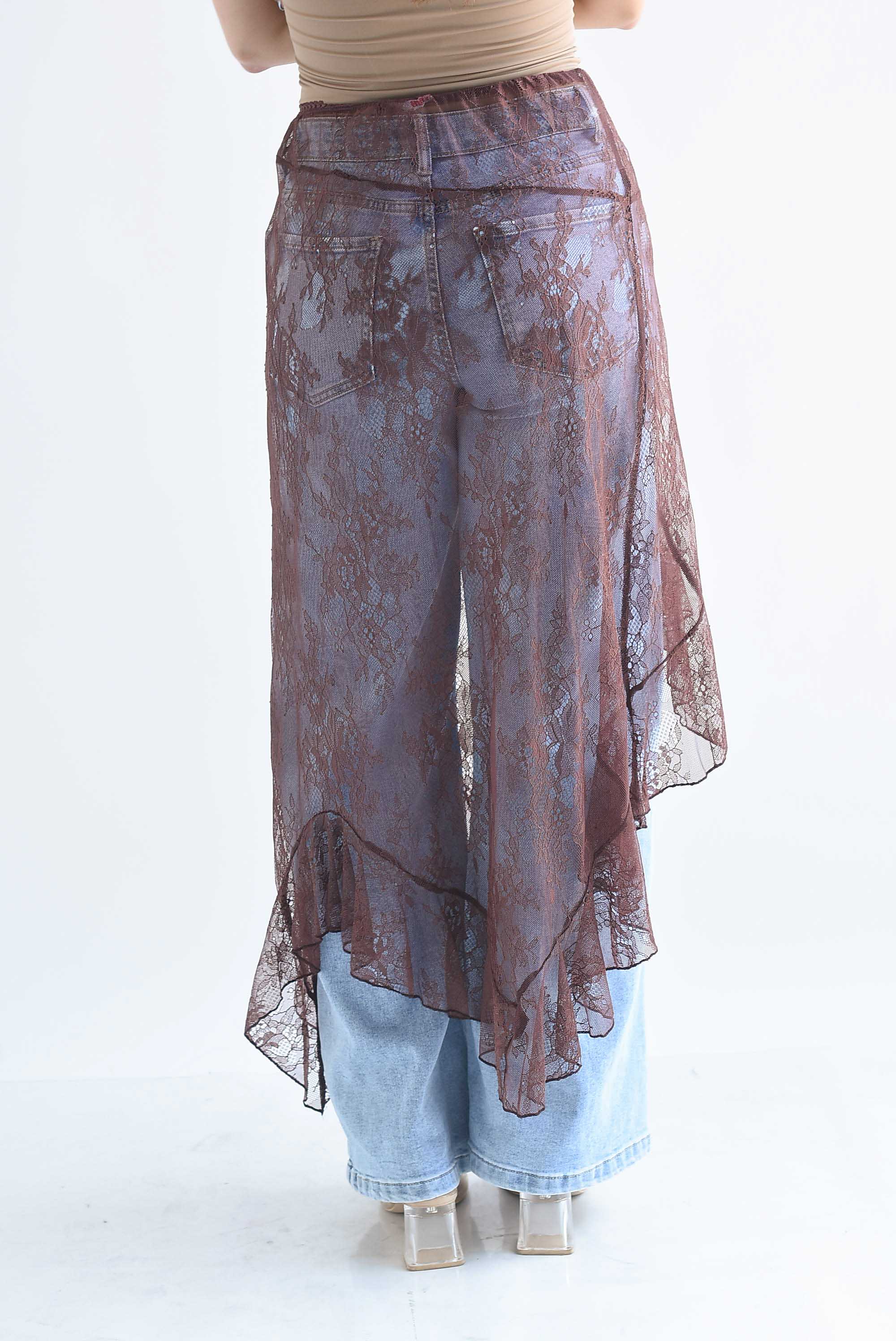 Falda encaje asimétrica olán