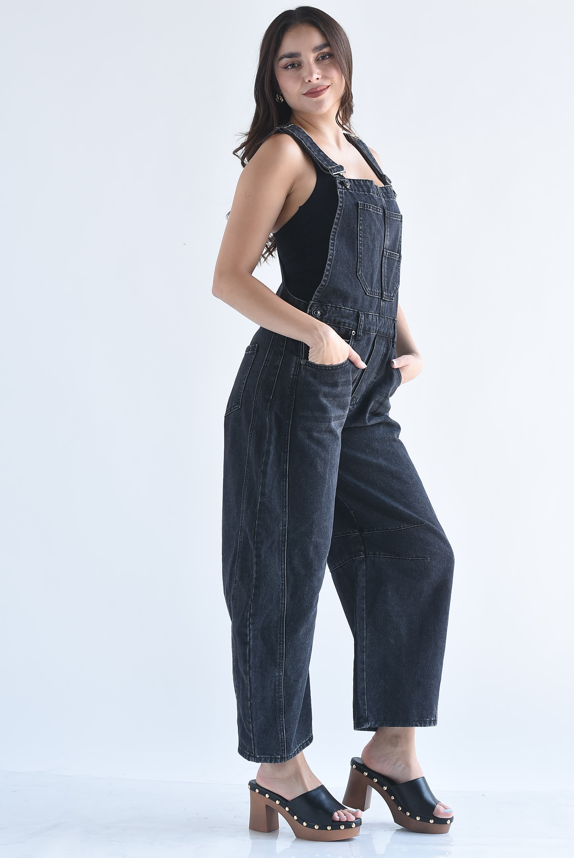 Overol Barrel Denim Negro
