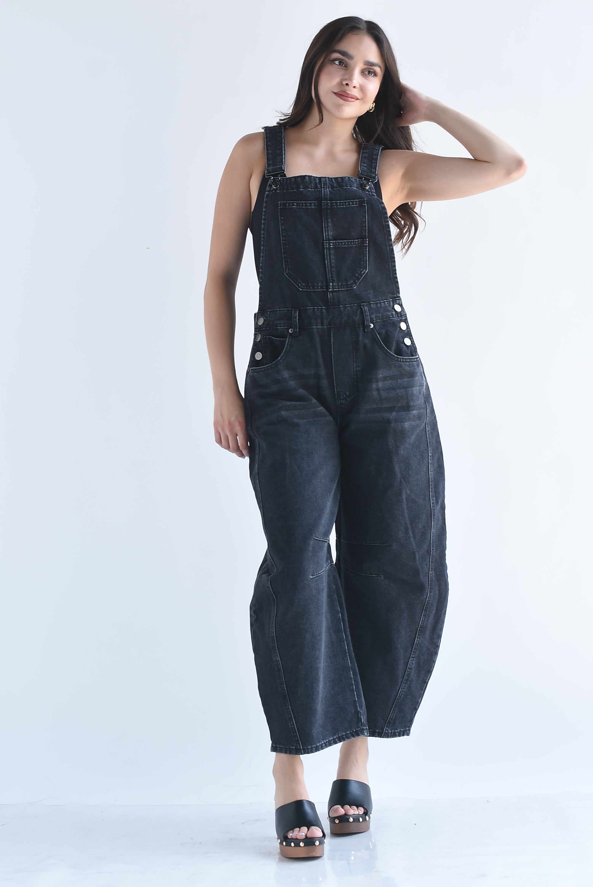 Overol Barrel Denim Negro