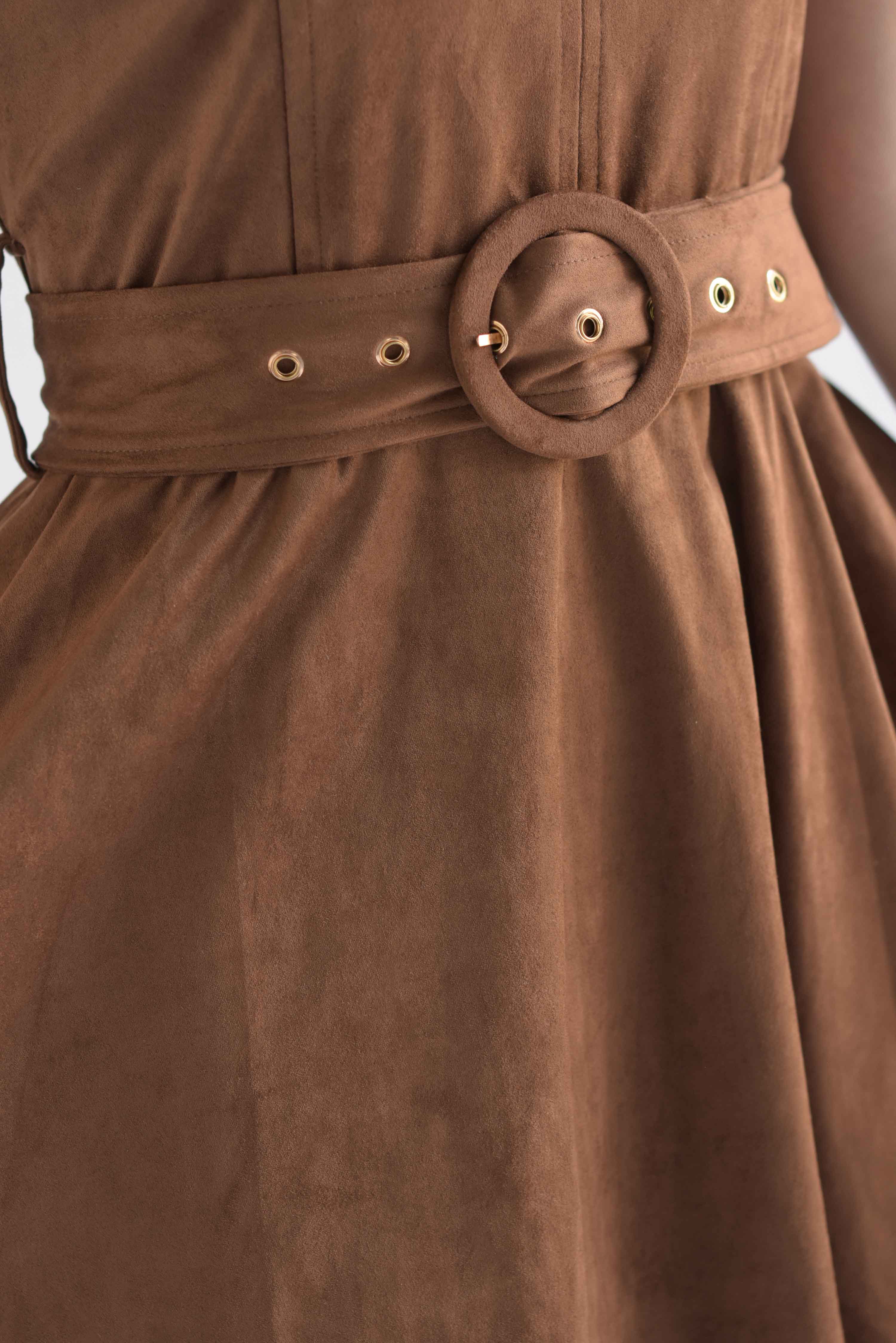 Vestido corto suede Camel