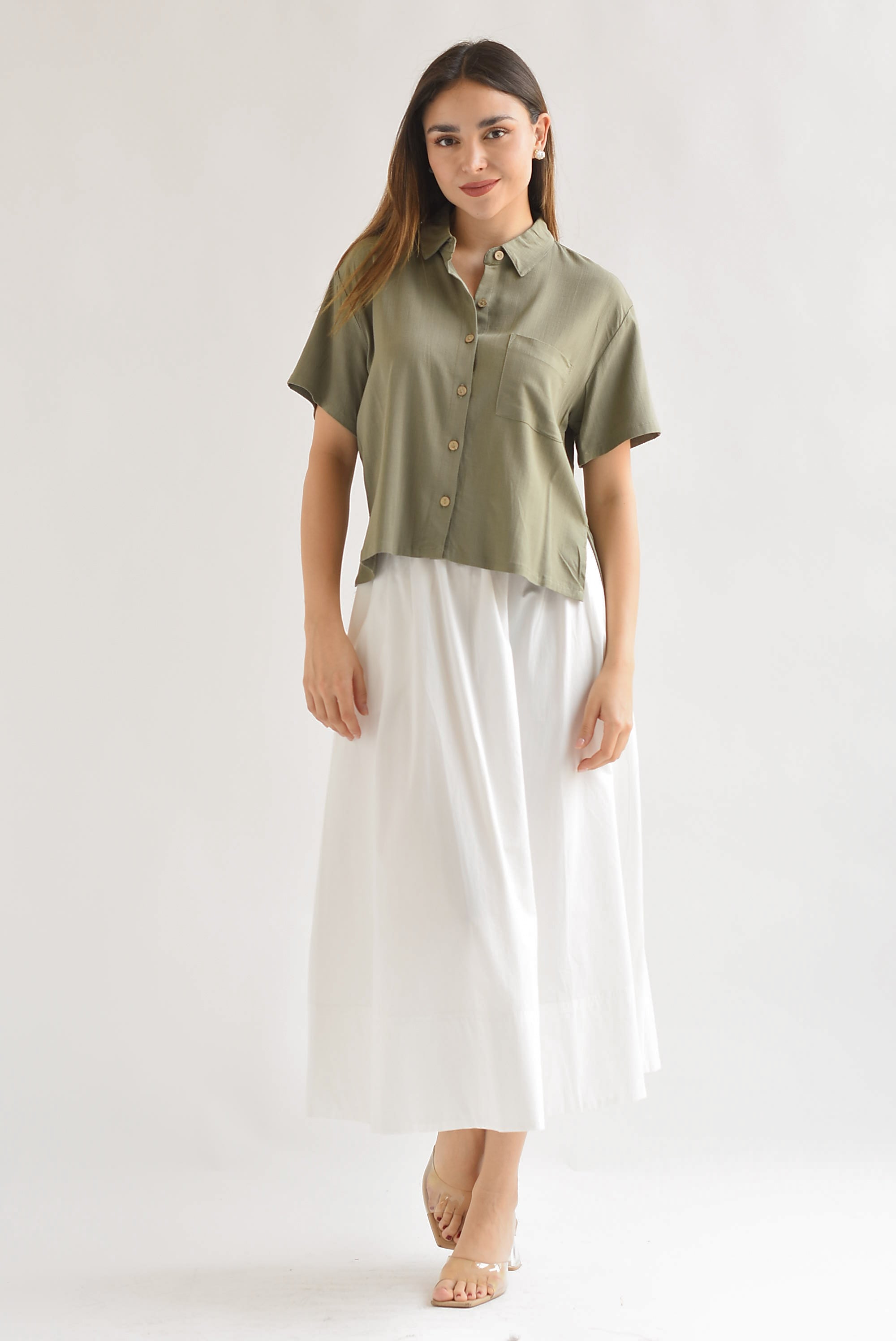 Falda midi corte A Blanco