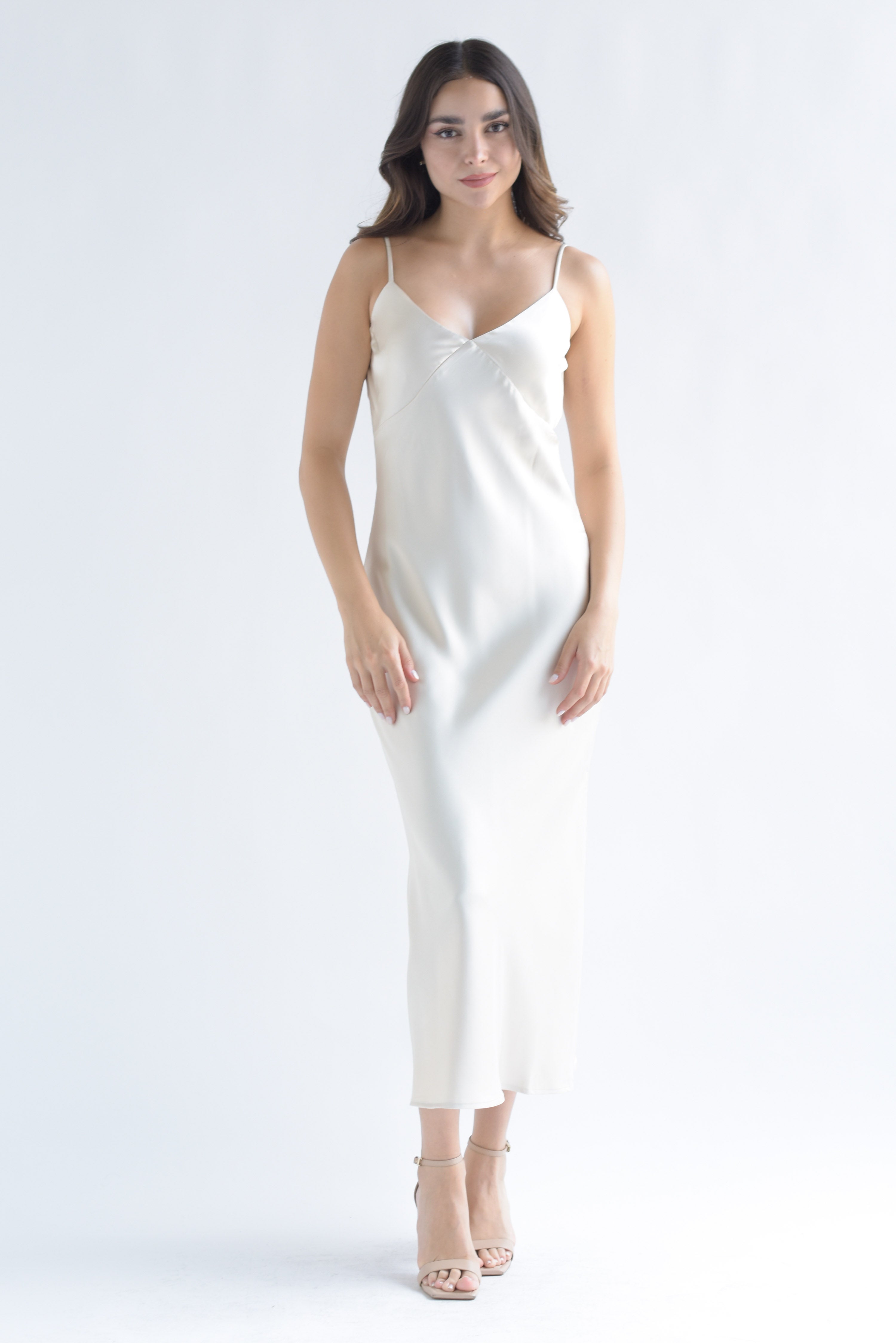 Vestido midi lencero Ivory