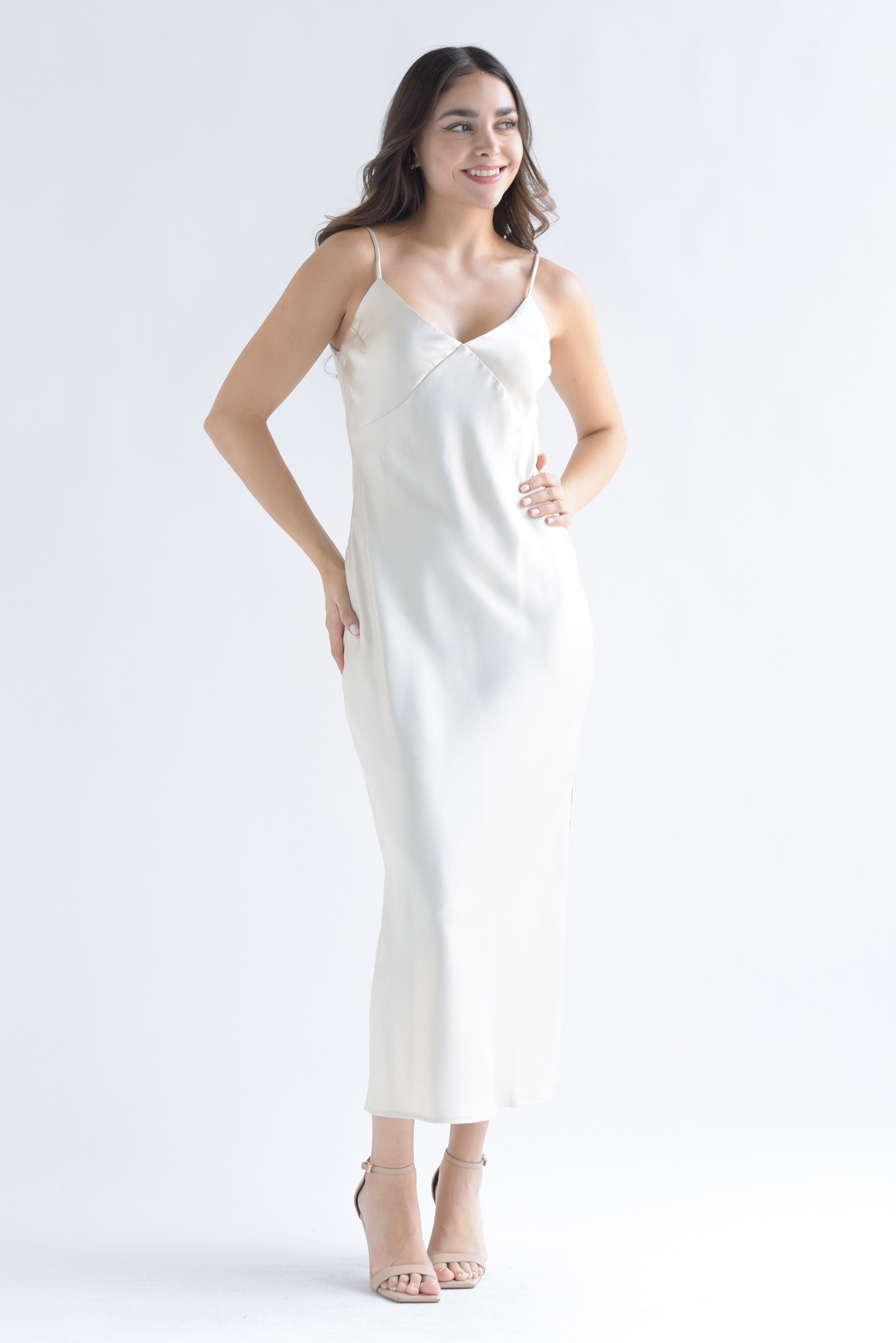Vestido midi lencero Ivory