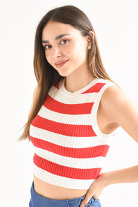 Fashion Styled Top rayas marineras Rojo