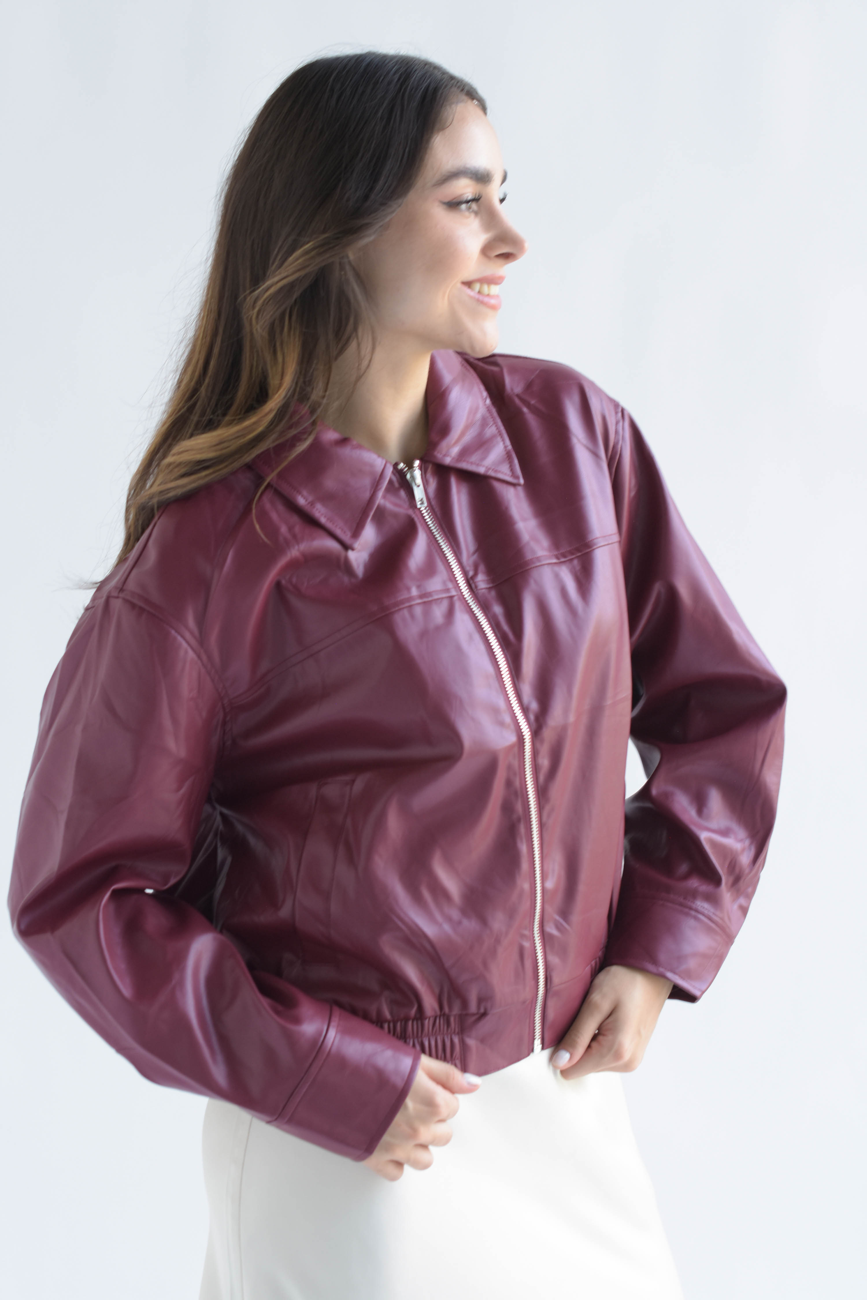 Chamarra bomber vinipiel Rojo Cereza