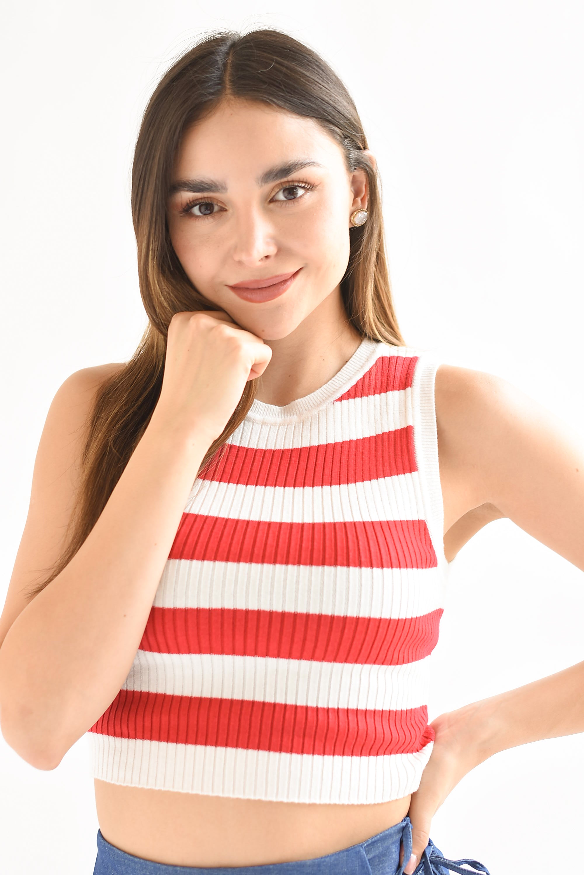 Top rayas marineras Rojo