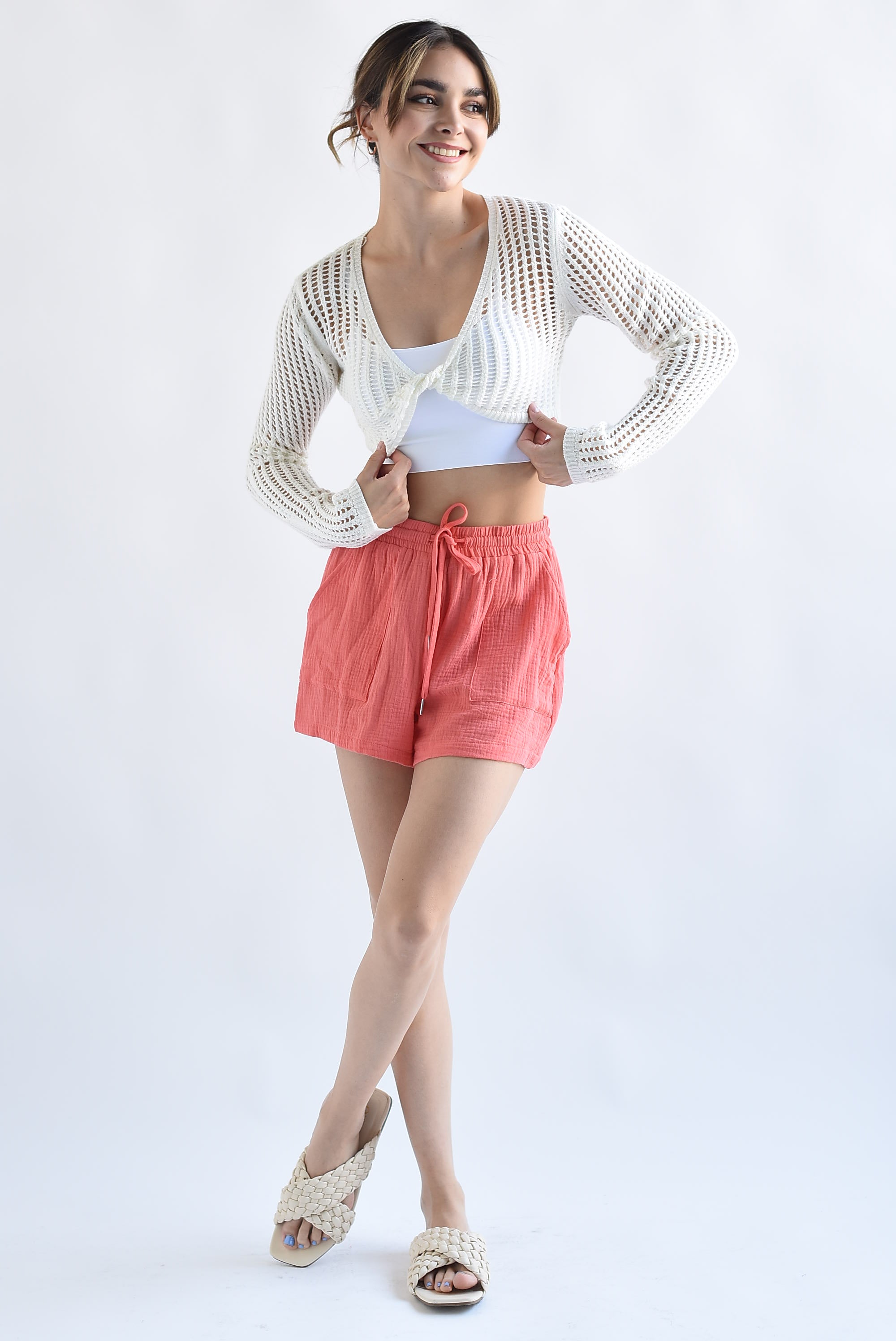 Short jareta lino Coral