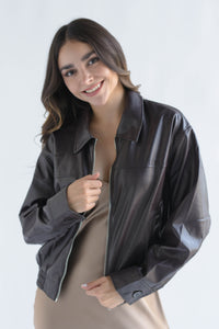 Fashion Styled Chamarra bomber vinipiel Espresso