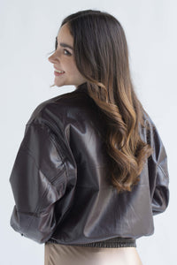 Fashion Styled Chamarra bomber vinipiel Espresso
