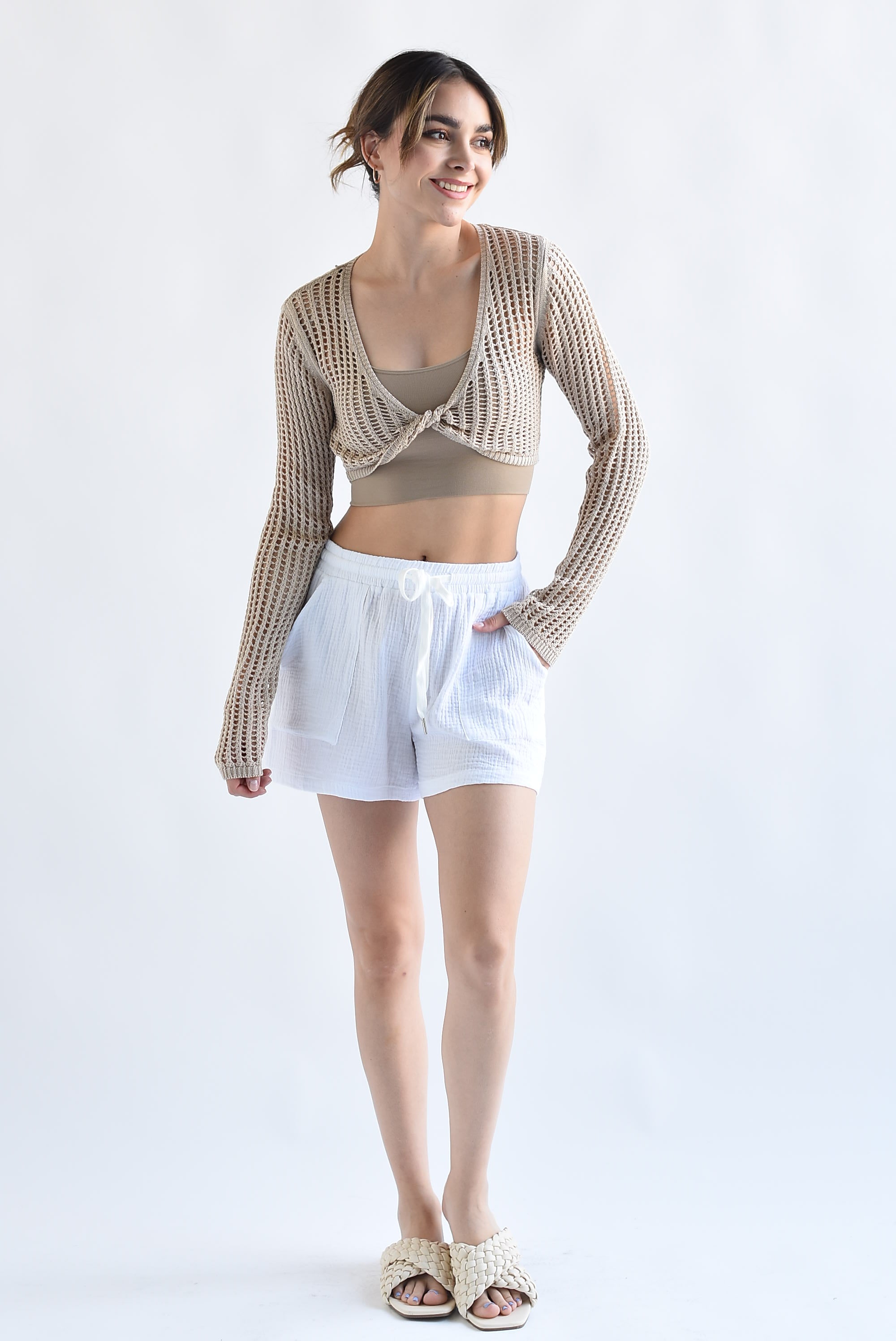 Short jareta lino Blanco