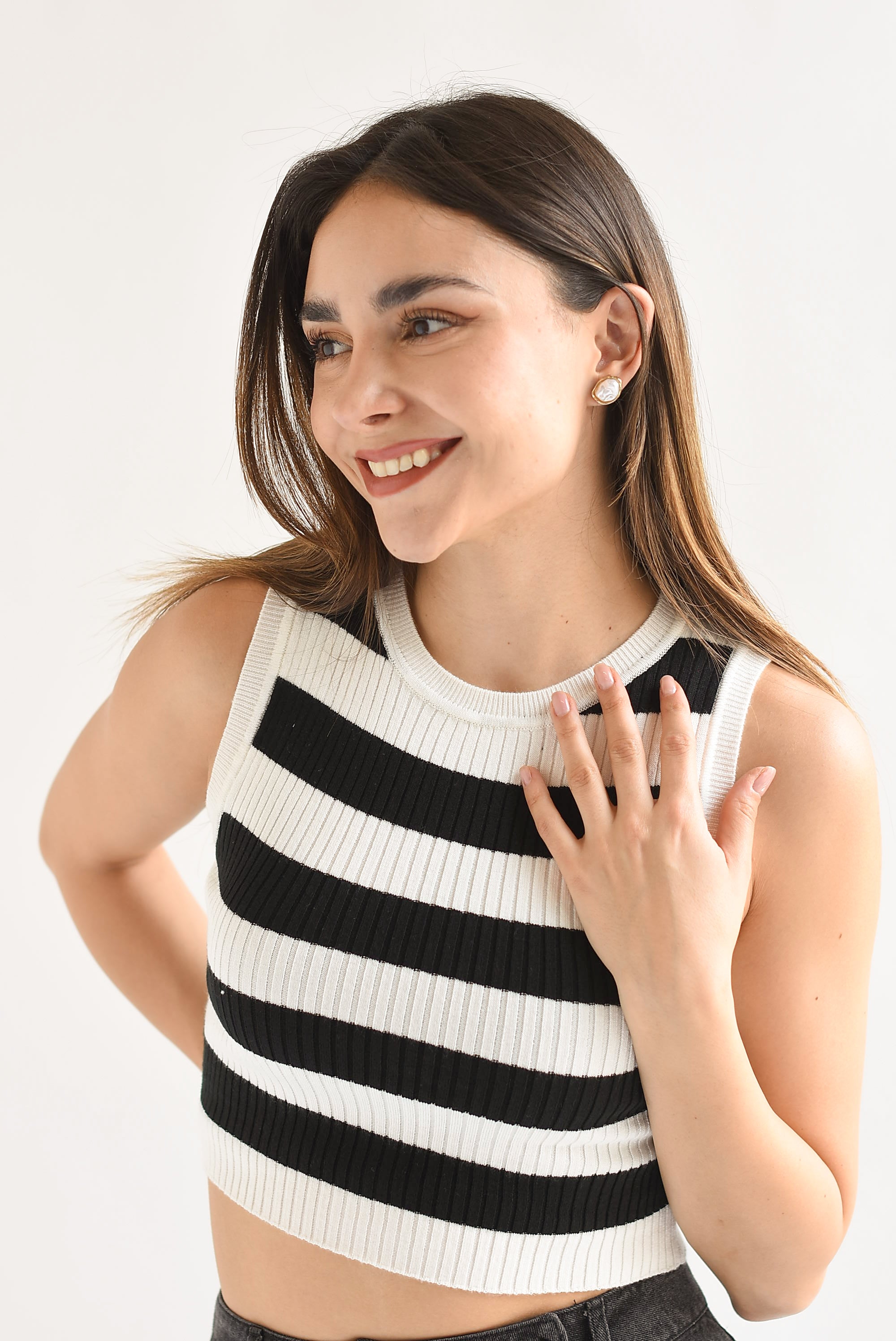 Top rayas marineras Negro