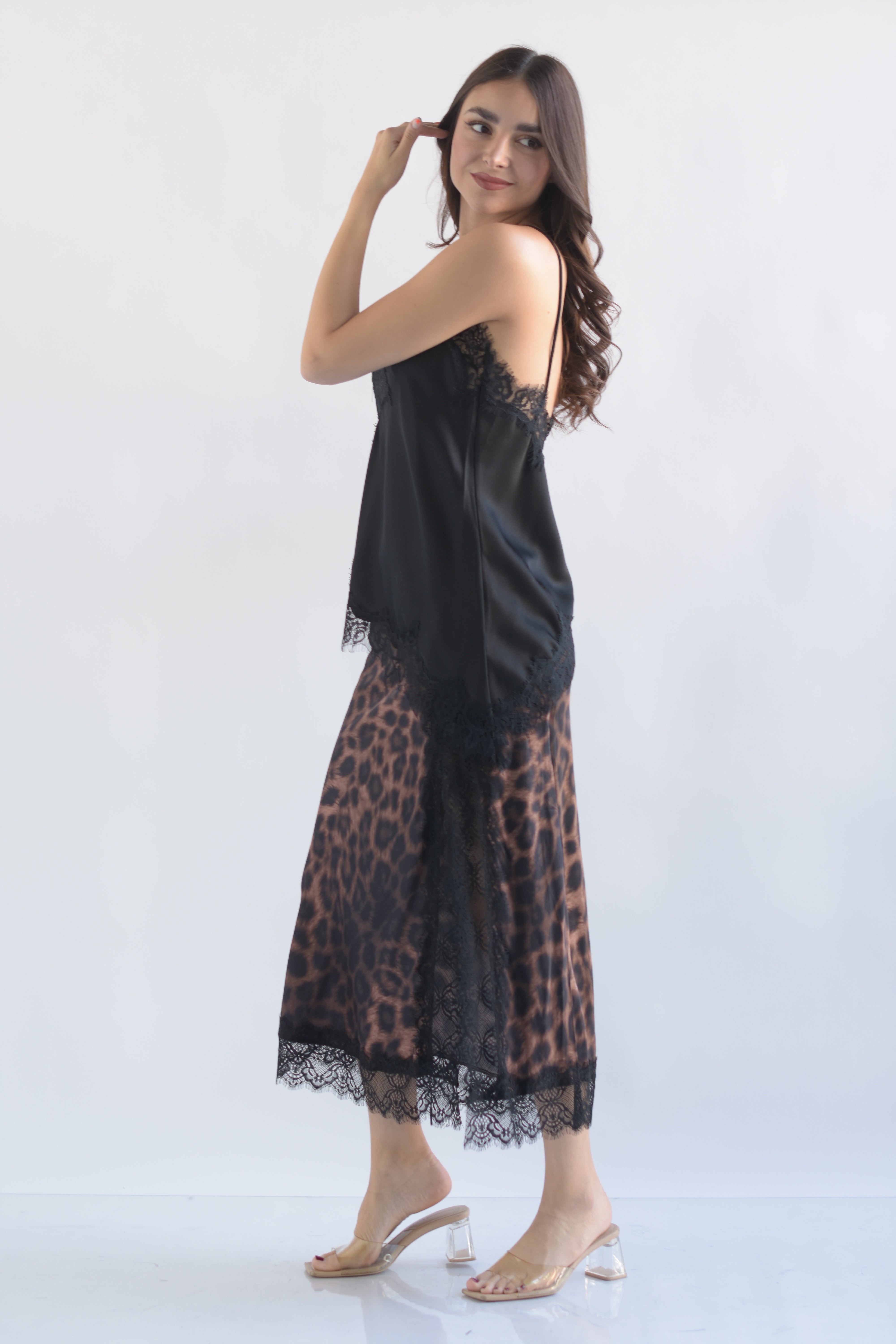 Falda lencera encaje Leopardo