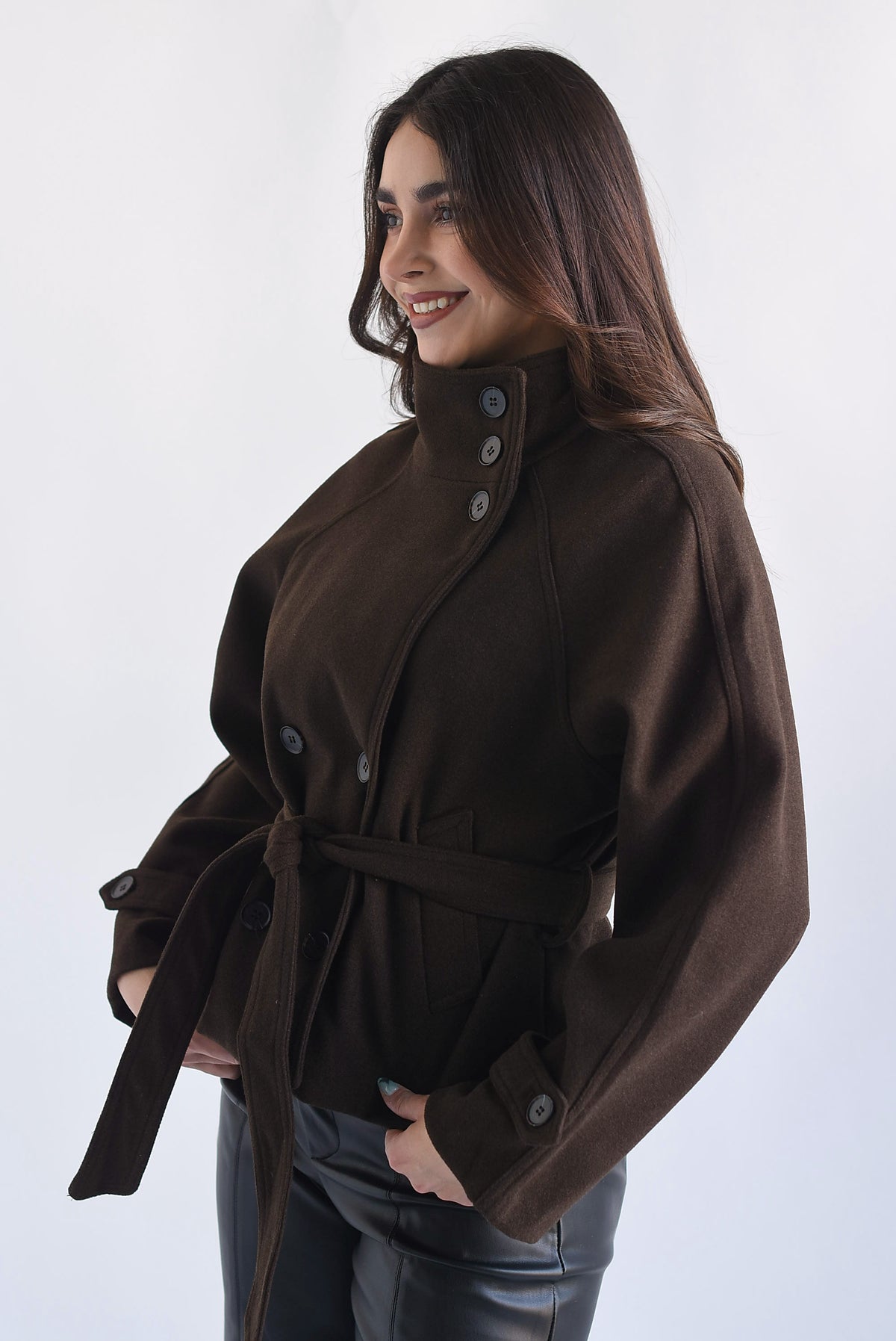 Abrigo fleece cuello funnel