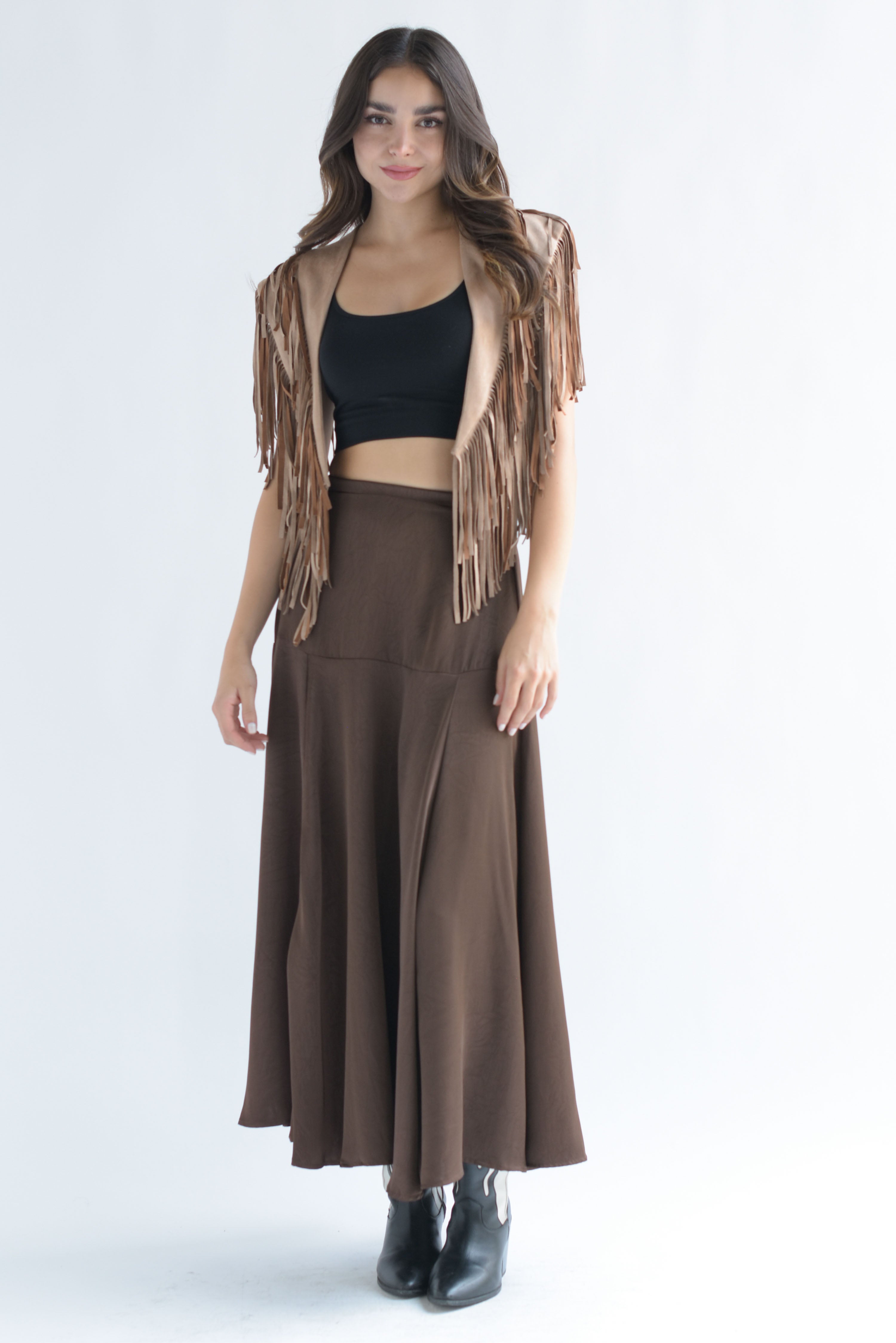 Falda satín corte A Espresso