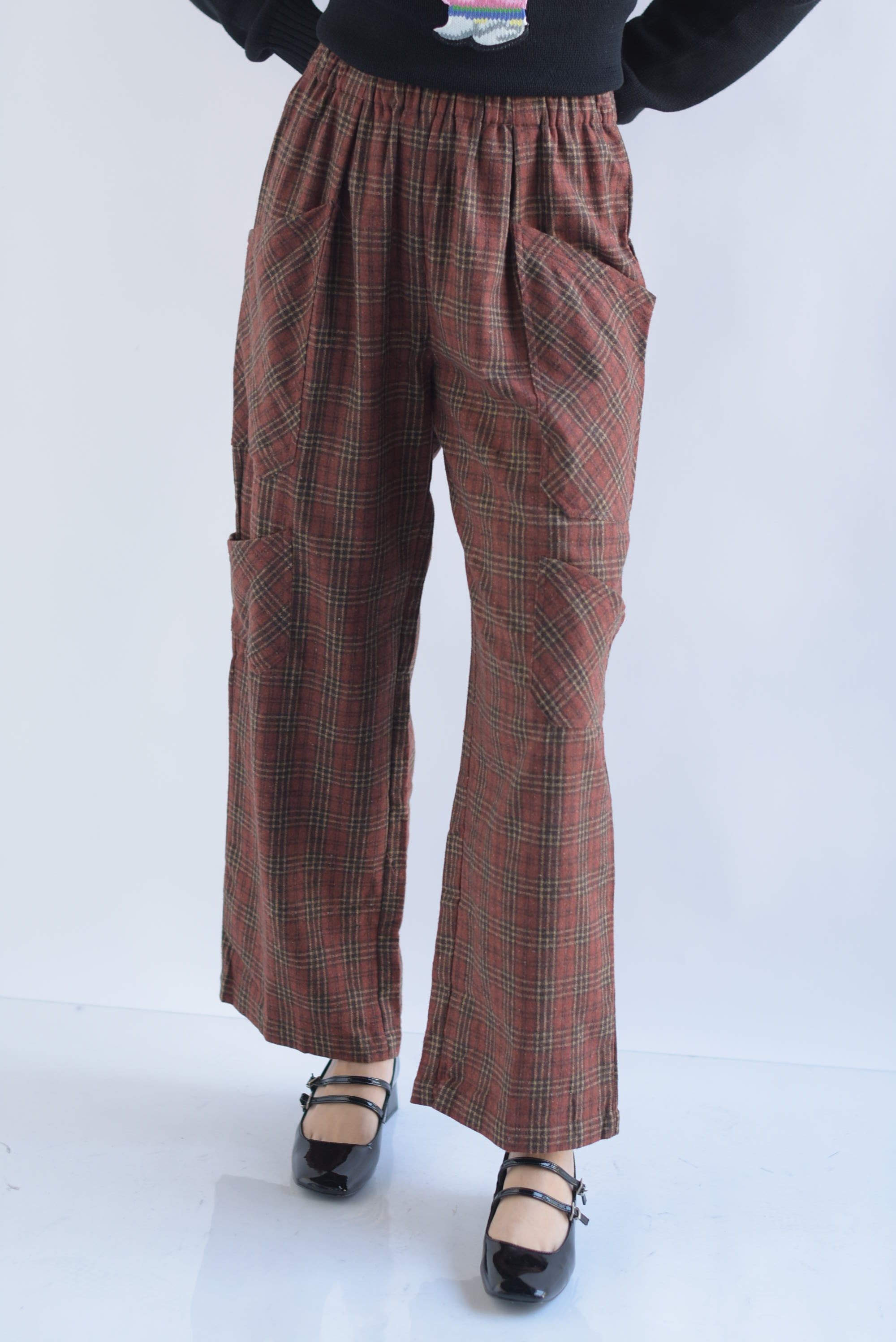 Pantalón cuadros franela Café