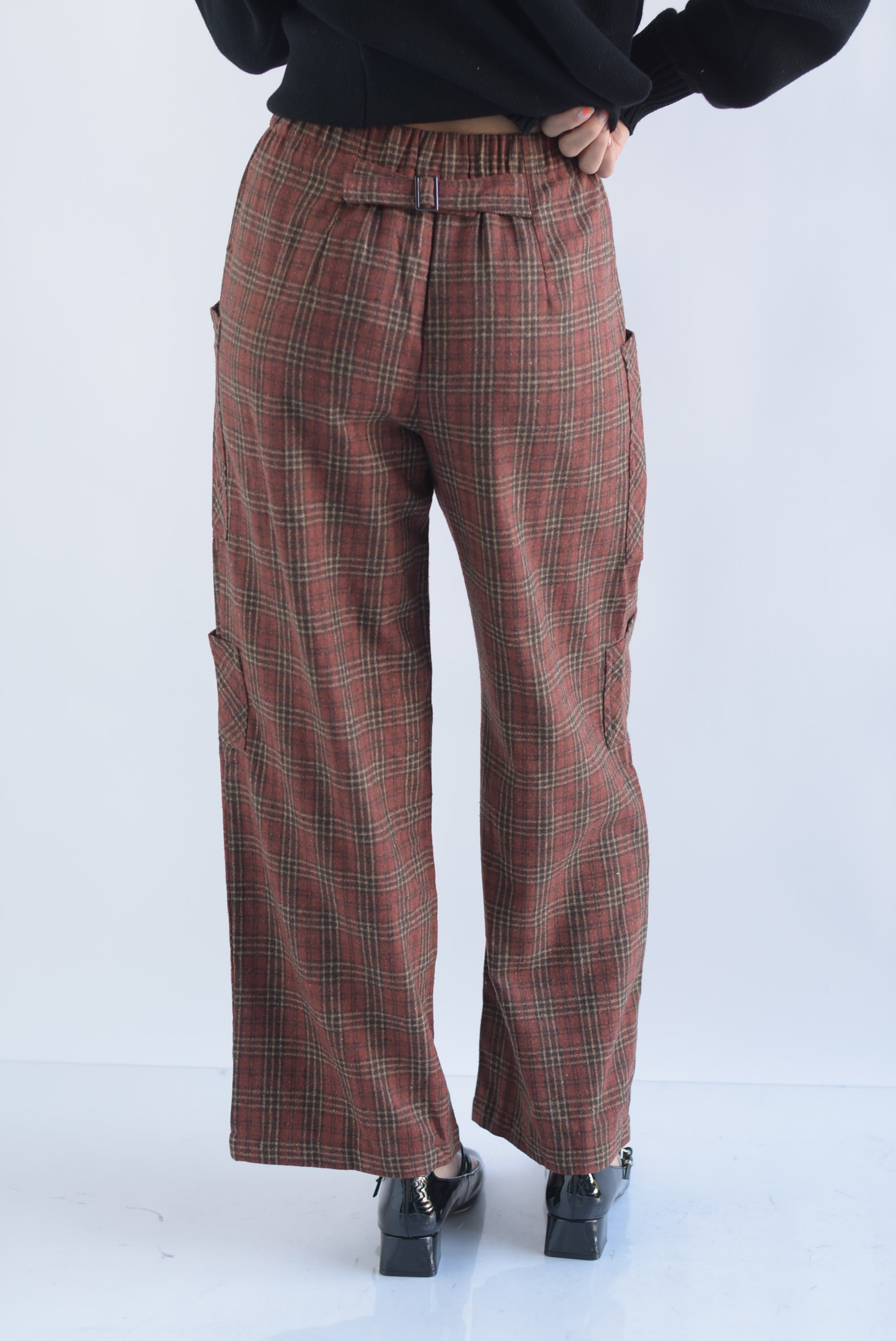 Pantalón cuadros franela Café