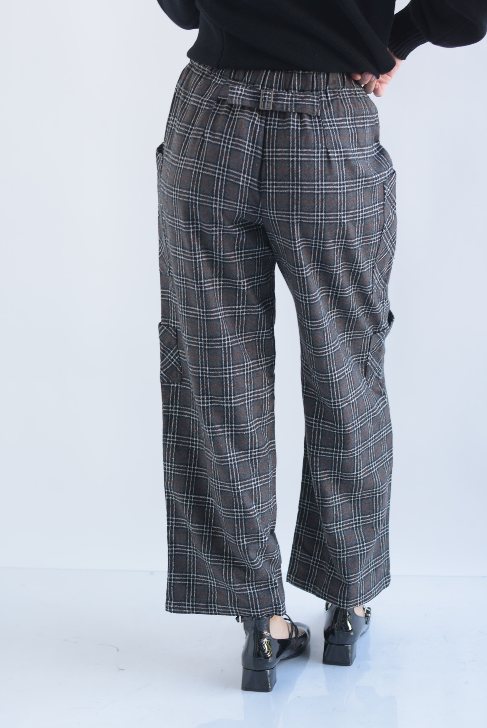 Pantalón cuadros franela Negro