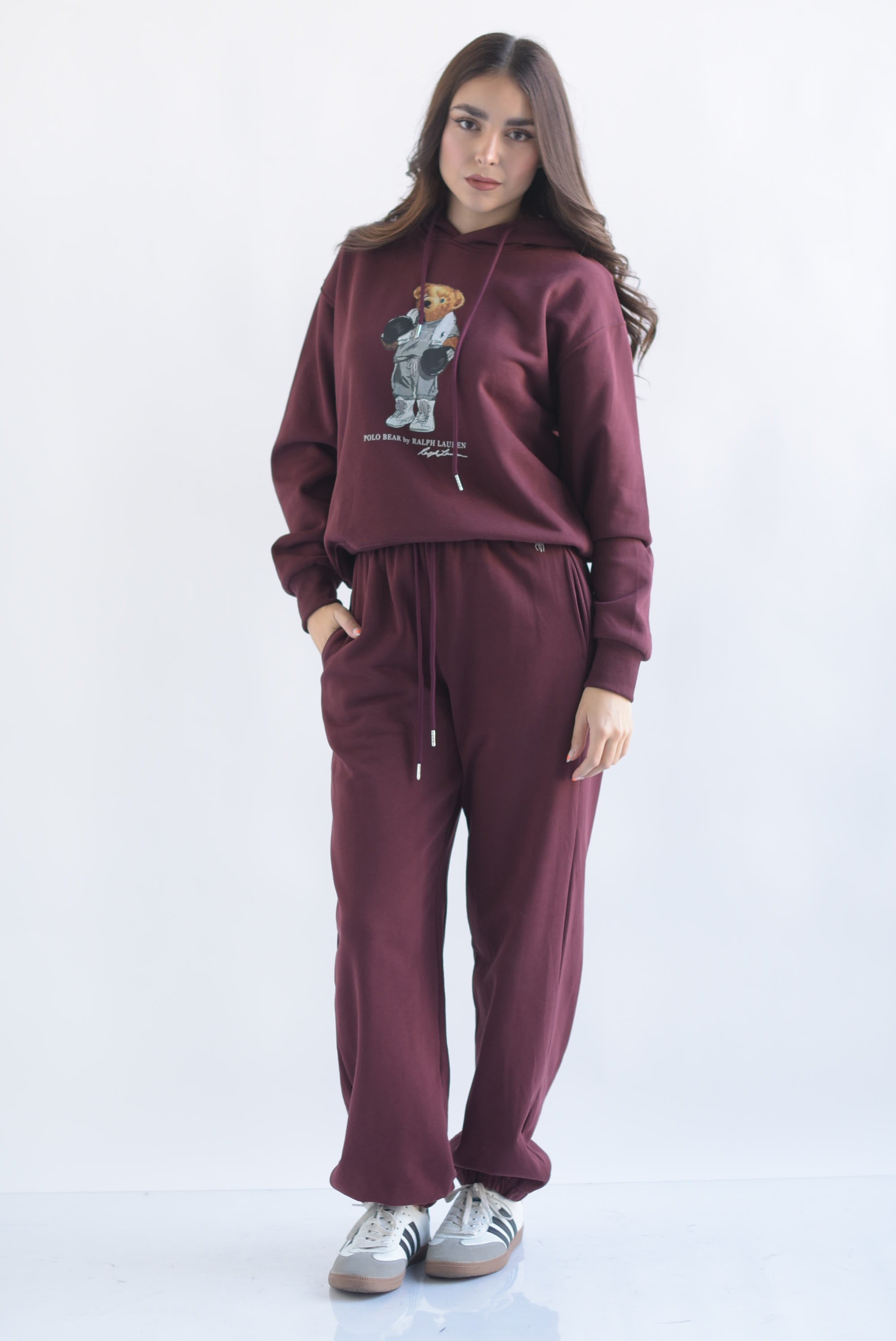 Set Pantalón y Hoddie oso Vino
