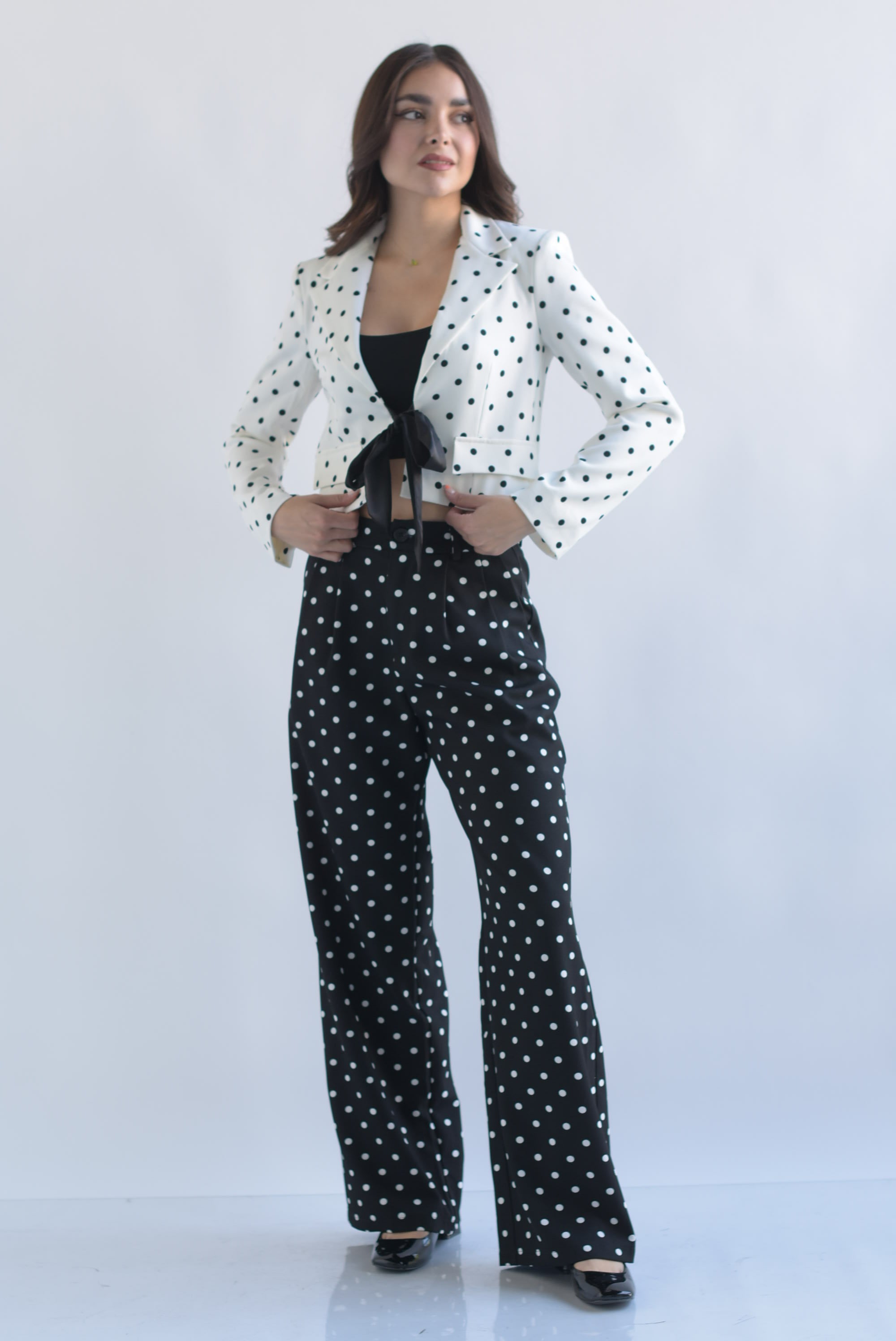 Pantalón polka dots Negro