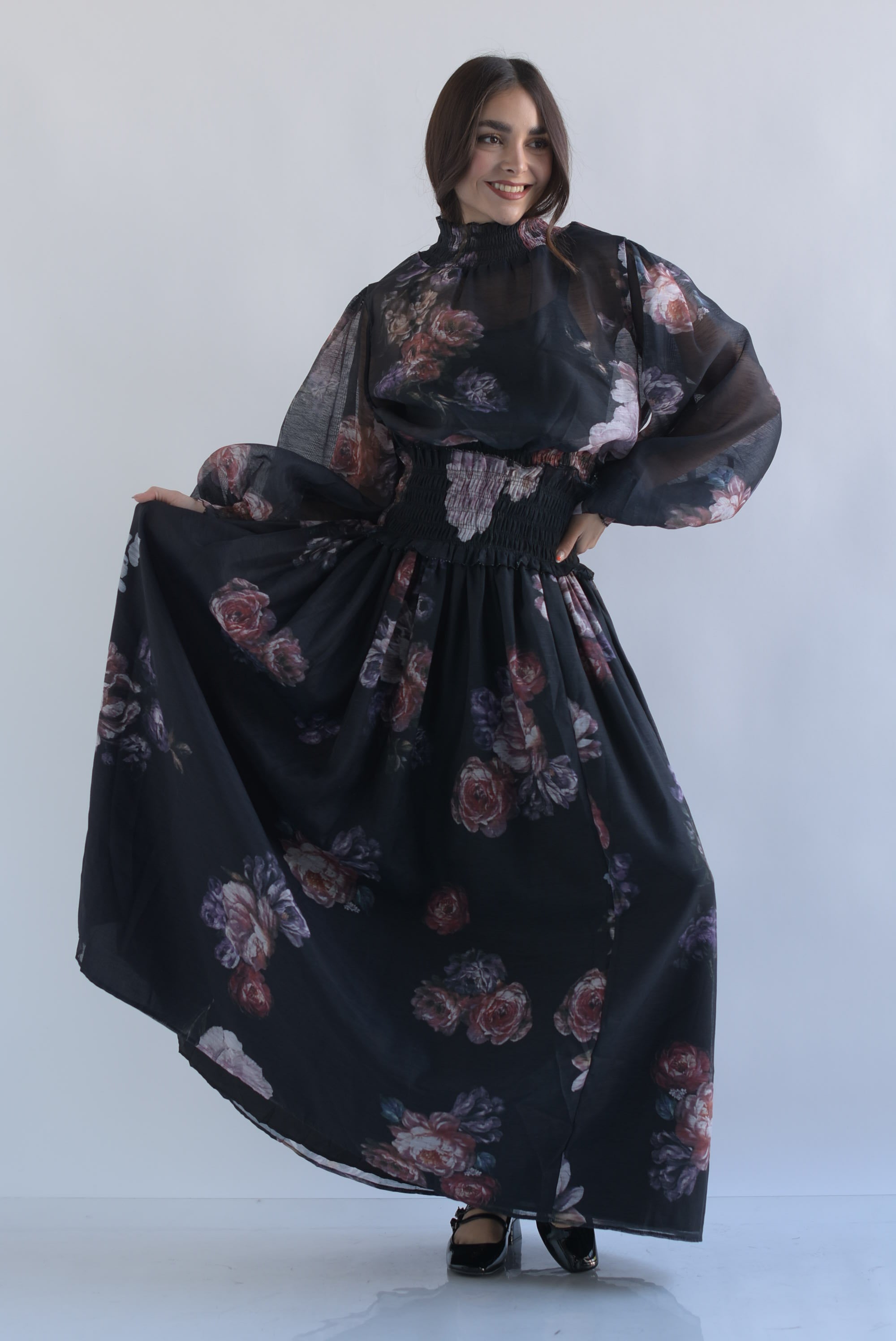 Set Falda y Blusa manga globo flores