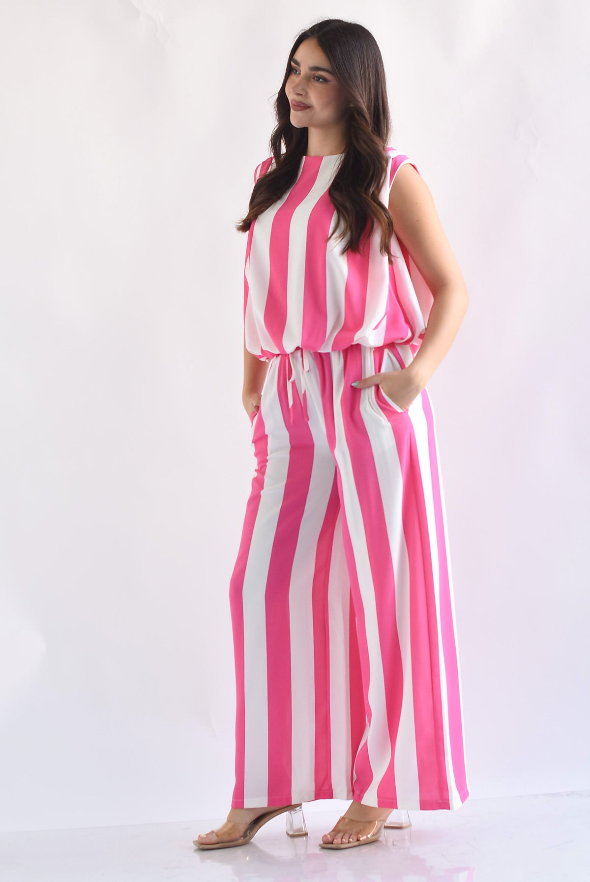 Set Pantalón y Blusa globo rayas bitono