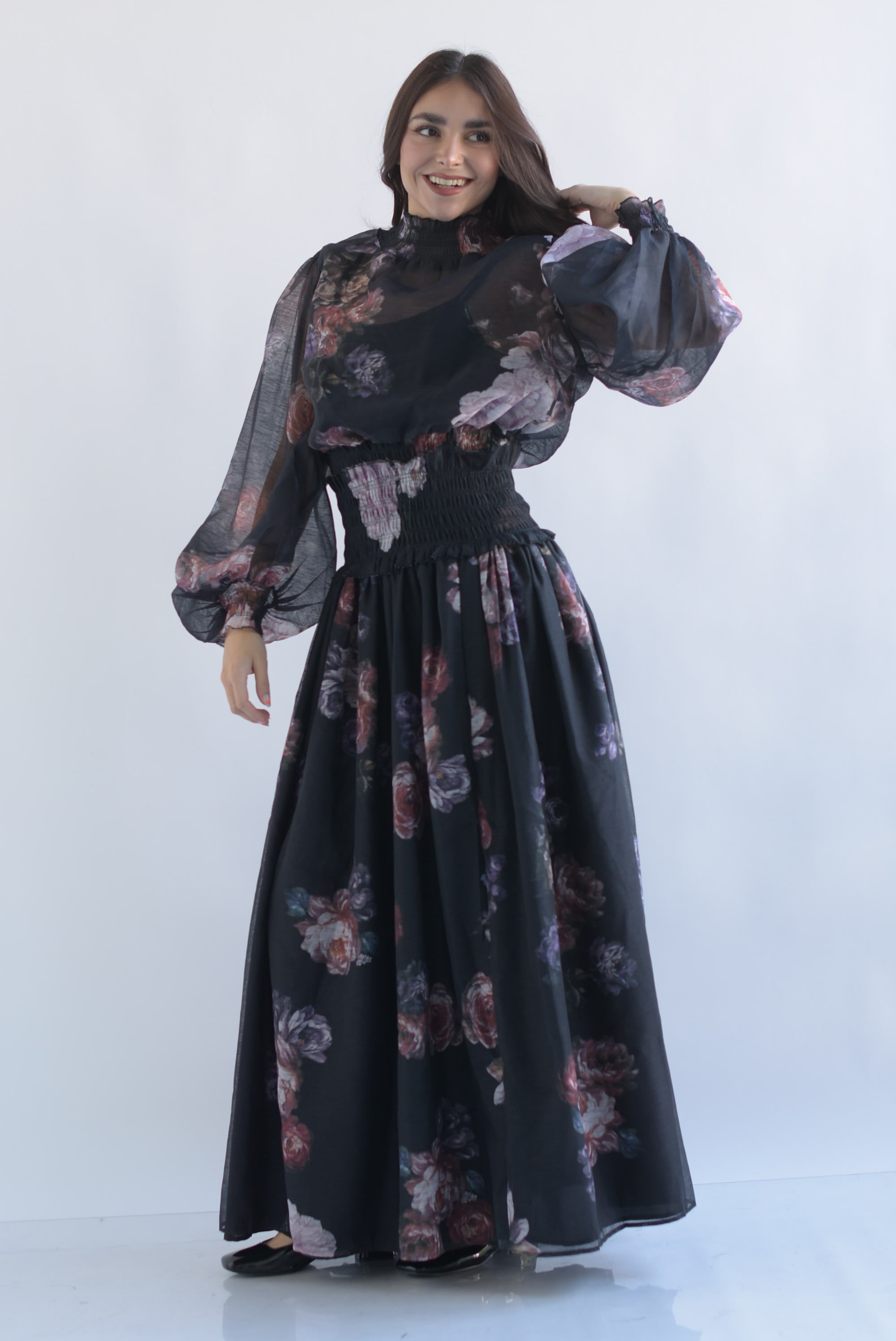 Set Falda y Blusa manga globo flores