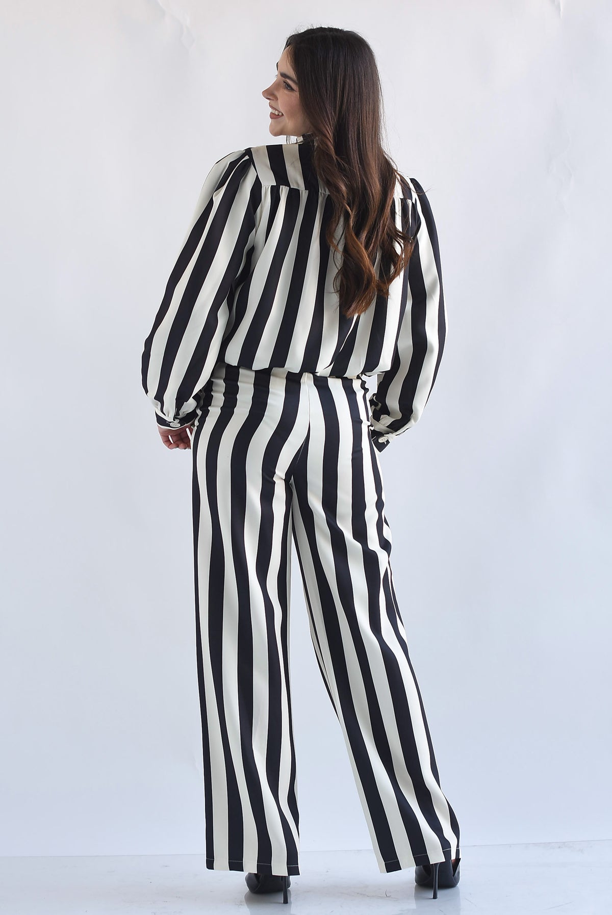 Set Pantalón y Chamarra globo rayas bitono