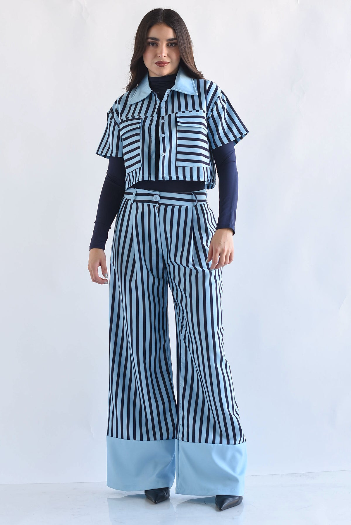 Set Pantalón y Blusa cargo rayas