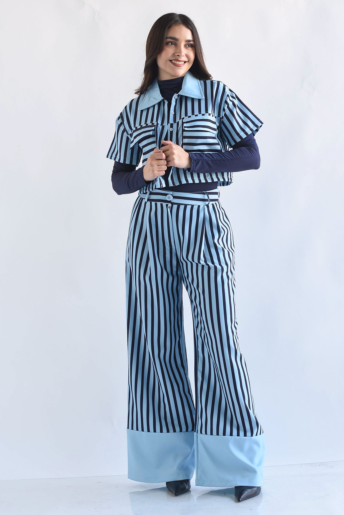 Set Pantalón y Blusa cargo rayas