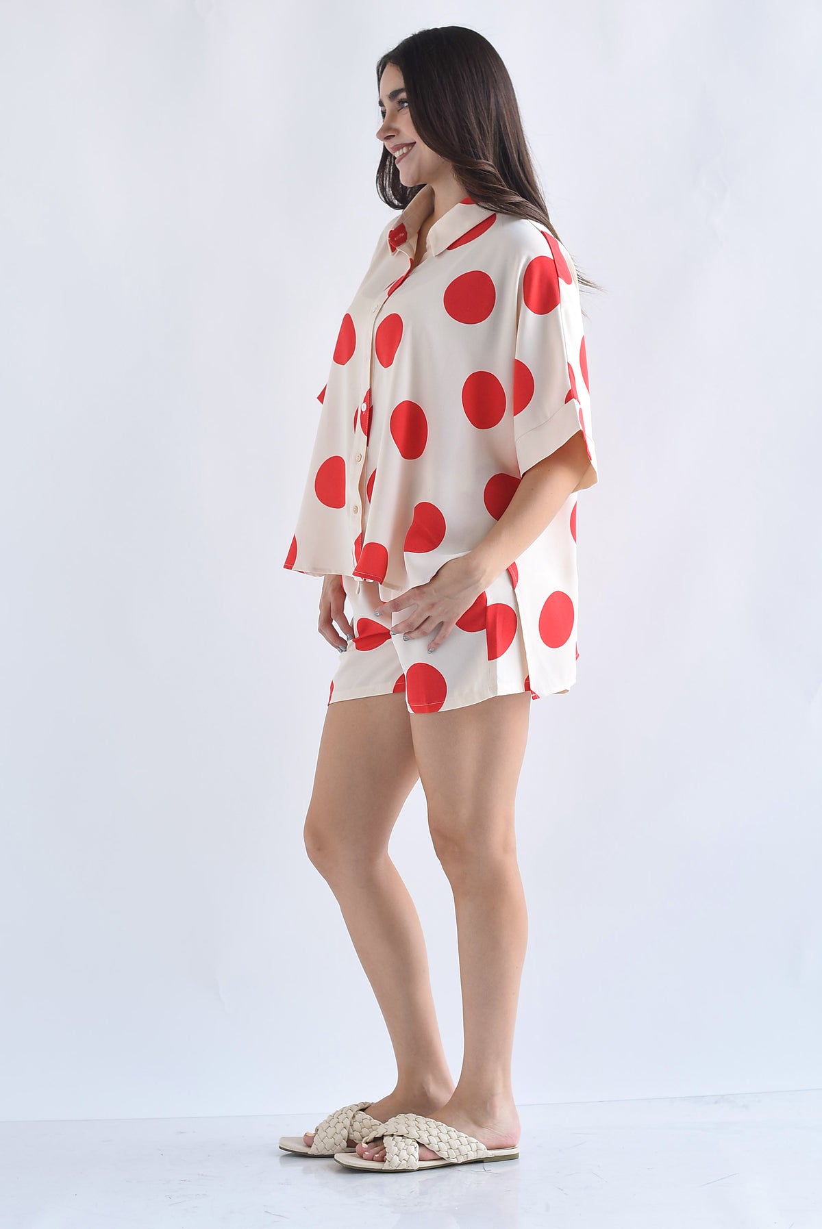 Set Short y Blusa polka dots rojos