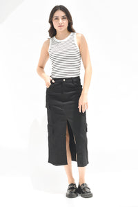 Fashion Styled Falda denim cargo Negra