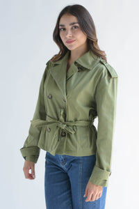 Fashion Styled Gabardina crop cinta Verde Sage