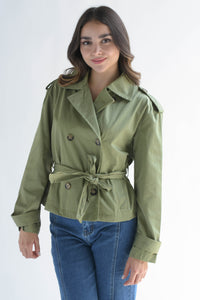 Fashion Styled Gabardina crop cinta Verde Sage