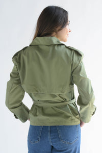 Fashion Styled Gabardina crop cinta Verde Sage