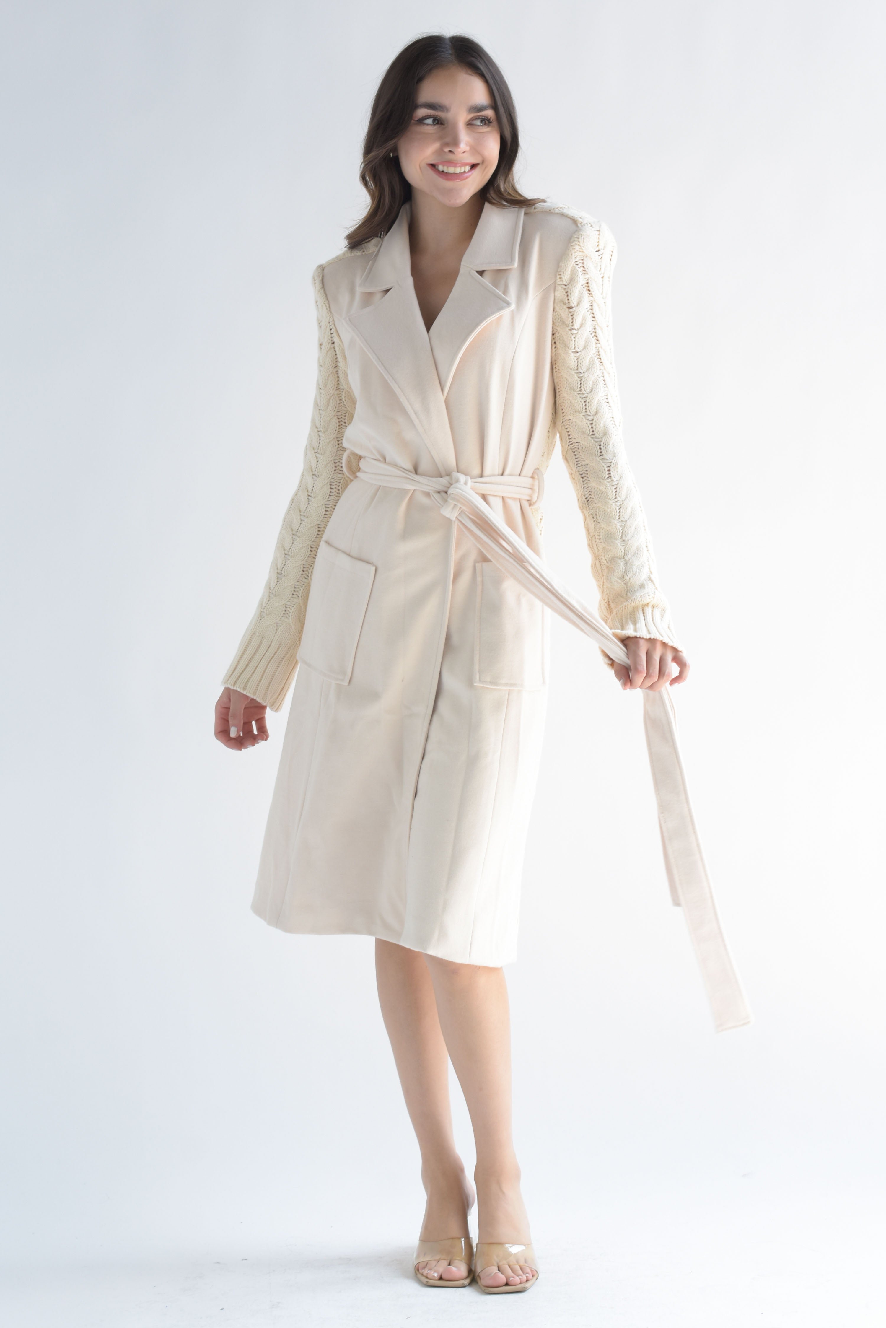 Abrigo mangas y espalda tejido Ivory