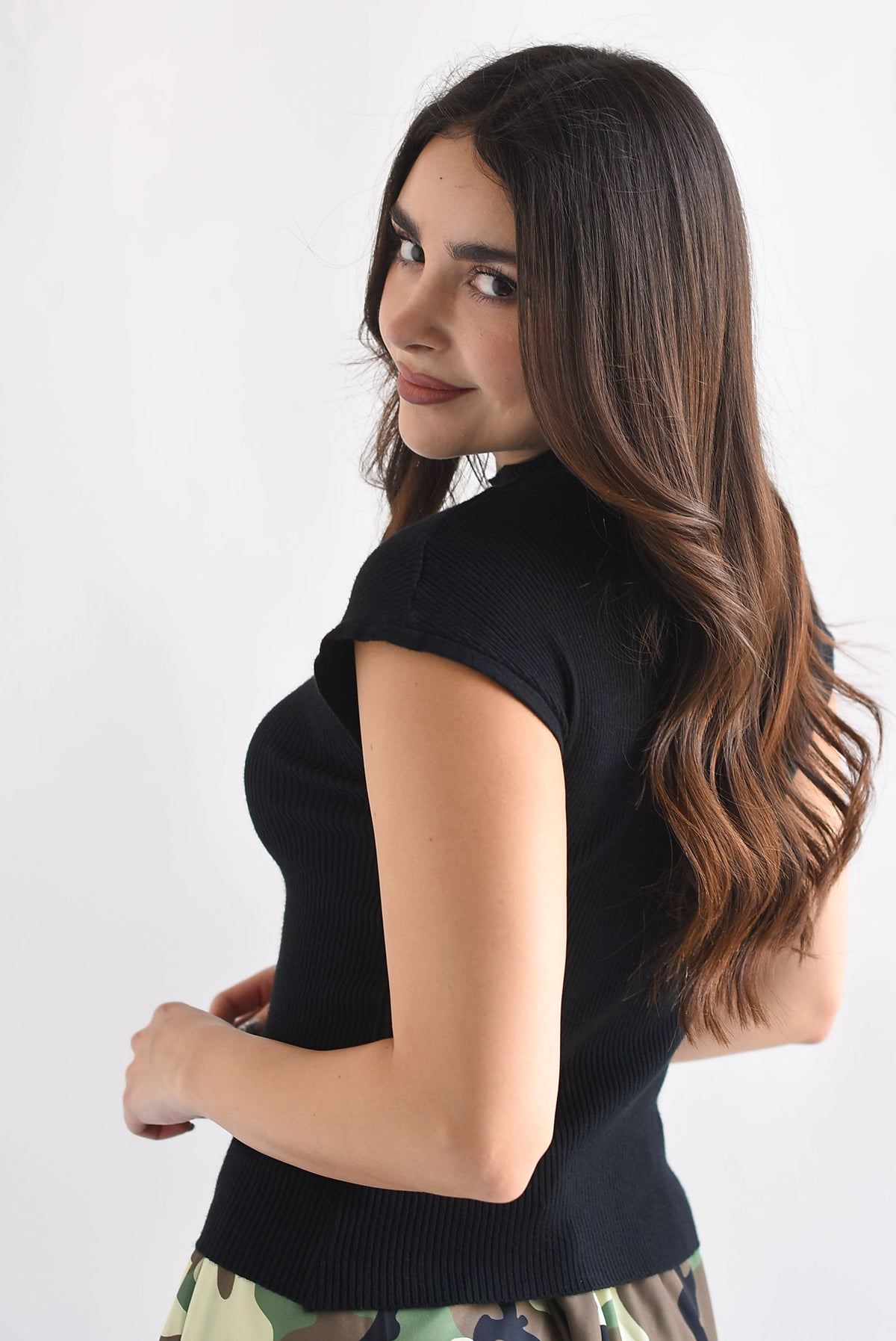 Blusa punto canalé manga corta