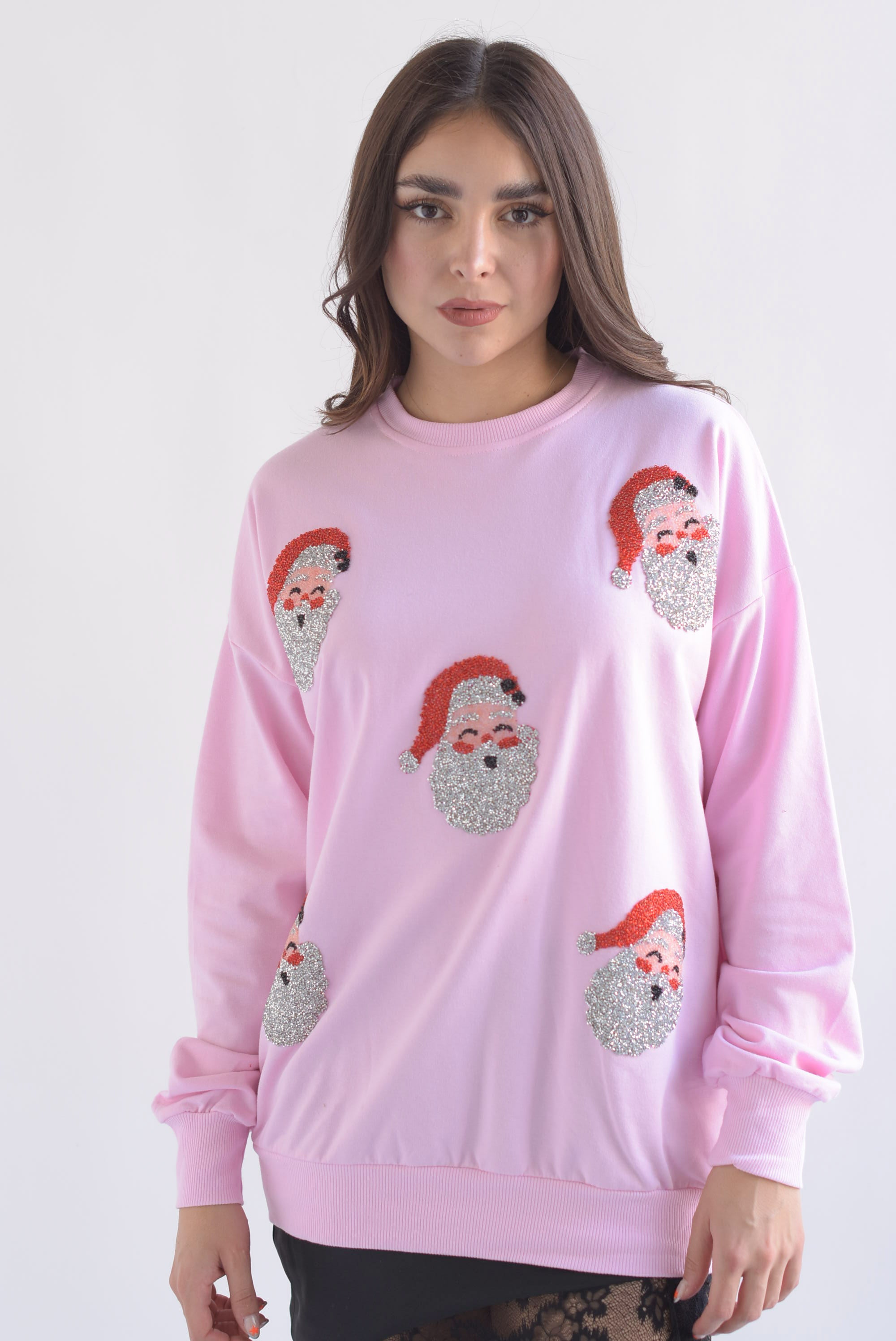 Sudadera Santa brillos Rosa