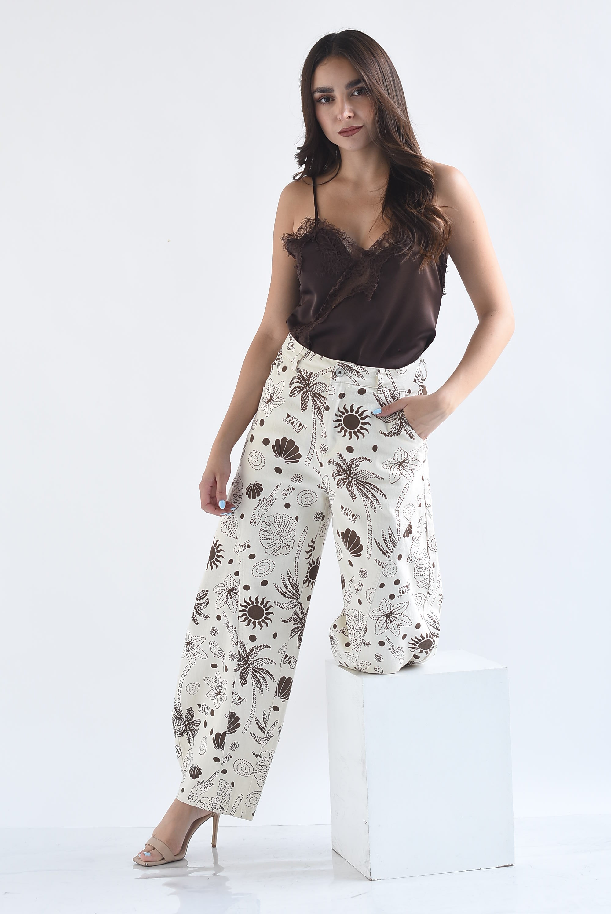 Jeans barrel estampado