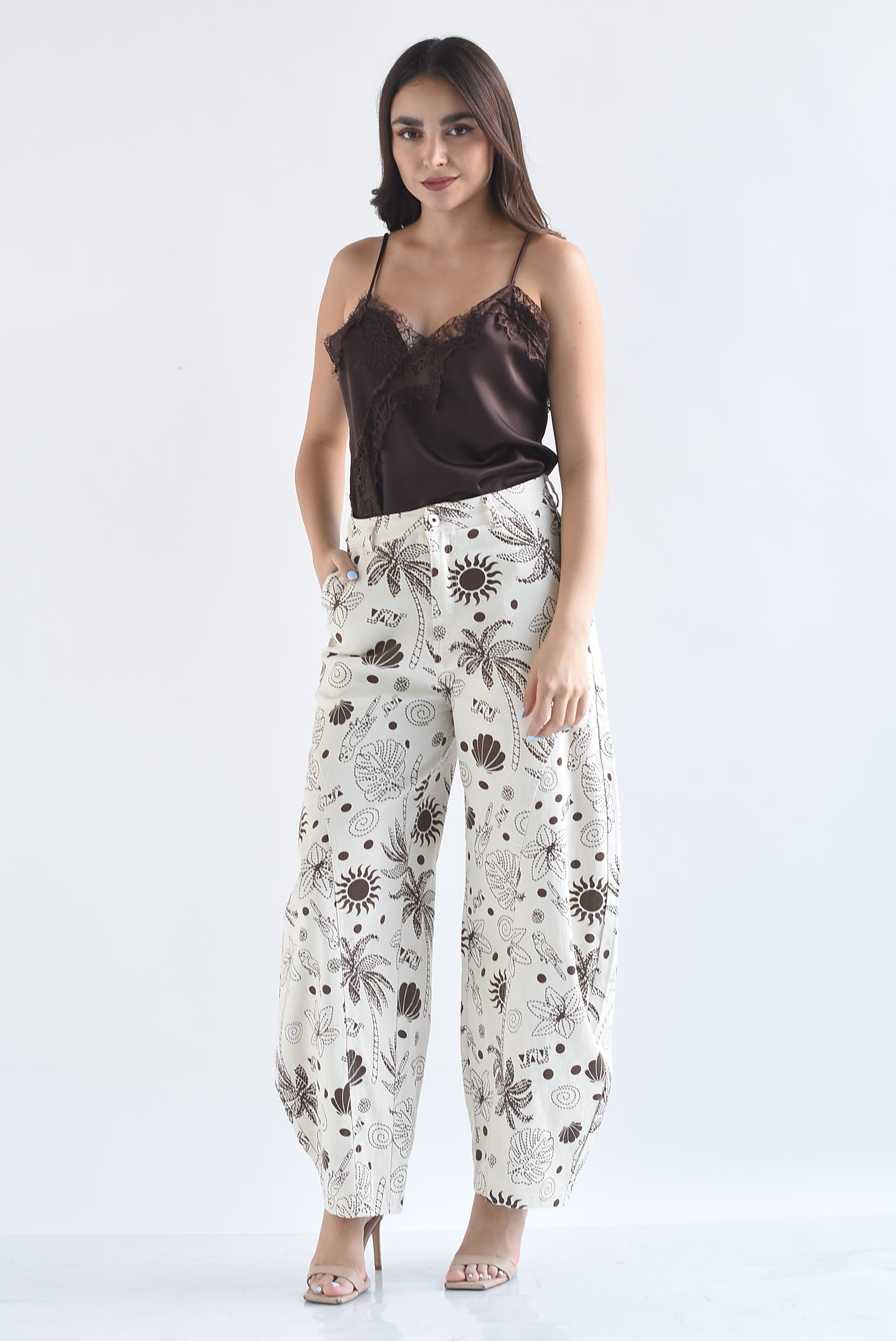 Jeans barrel estampado