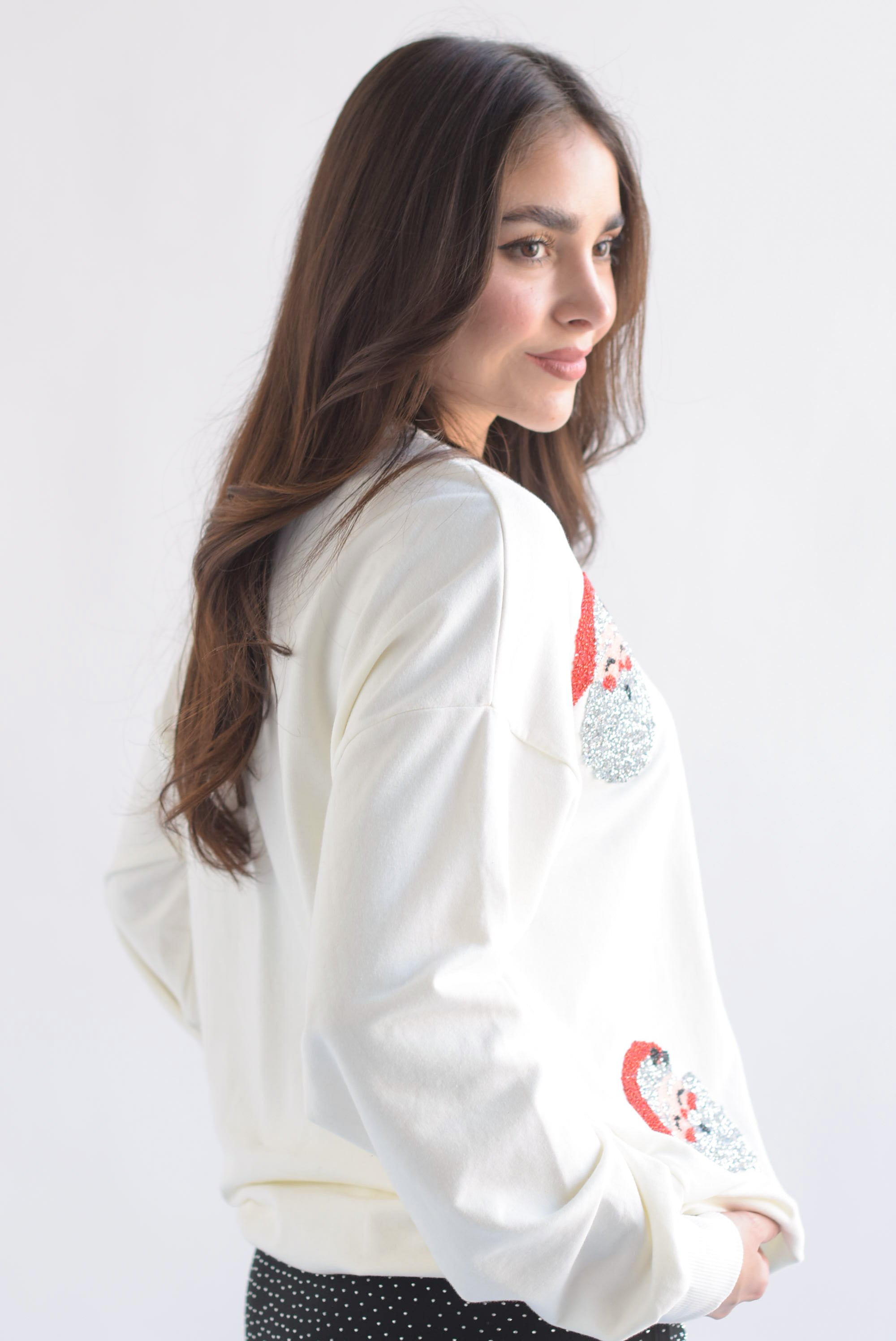 Sudadera Santa brillos Blanco
