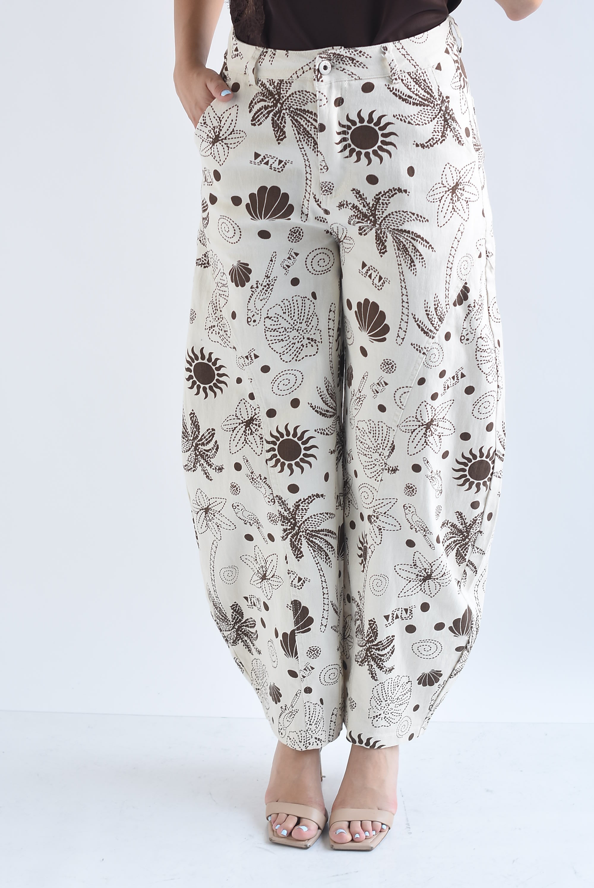 Jeans barrel estampado